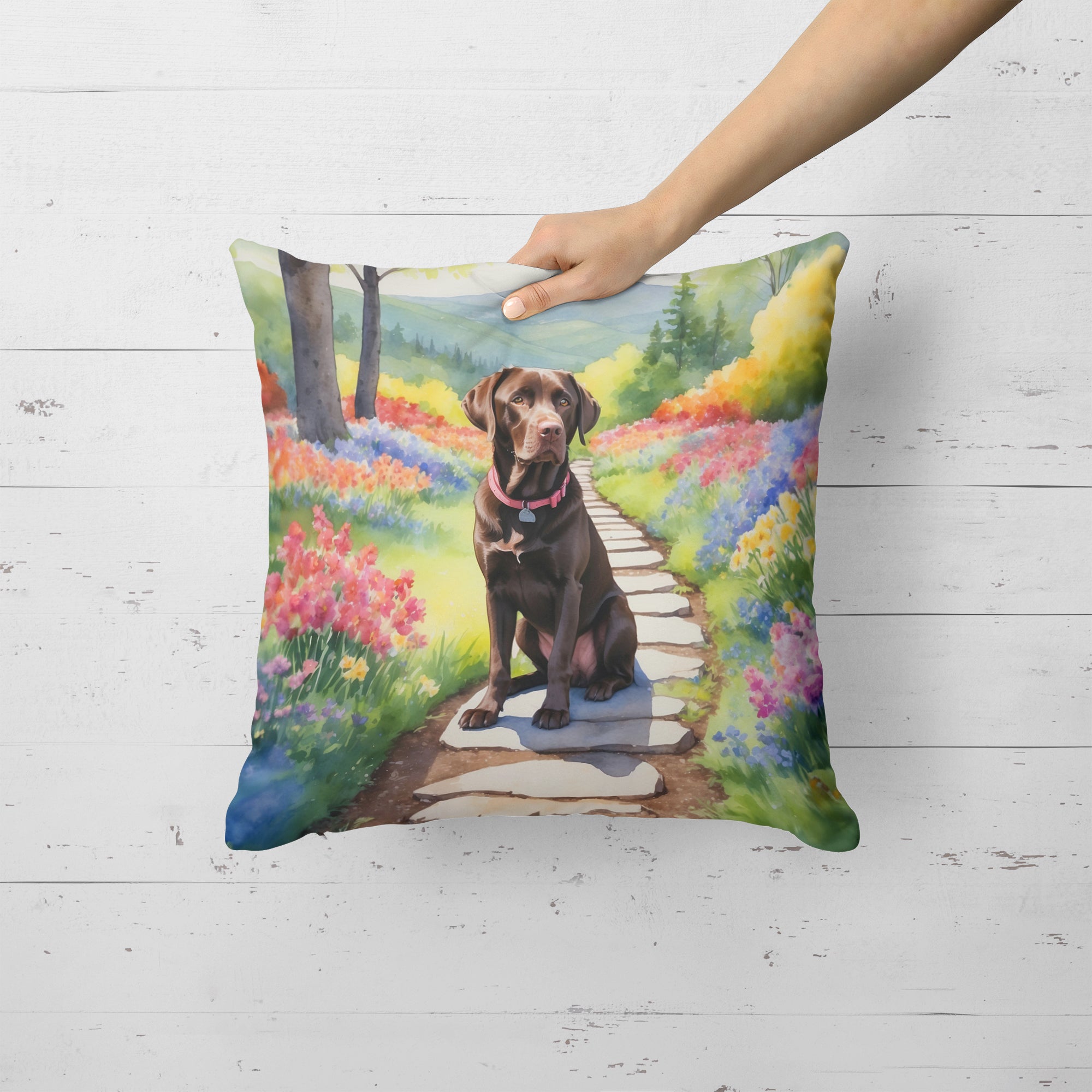 Buy this Labrador Retriever Spring Path Throw Pillow