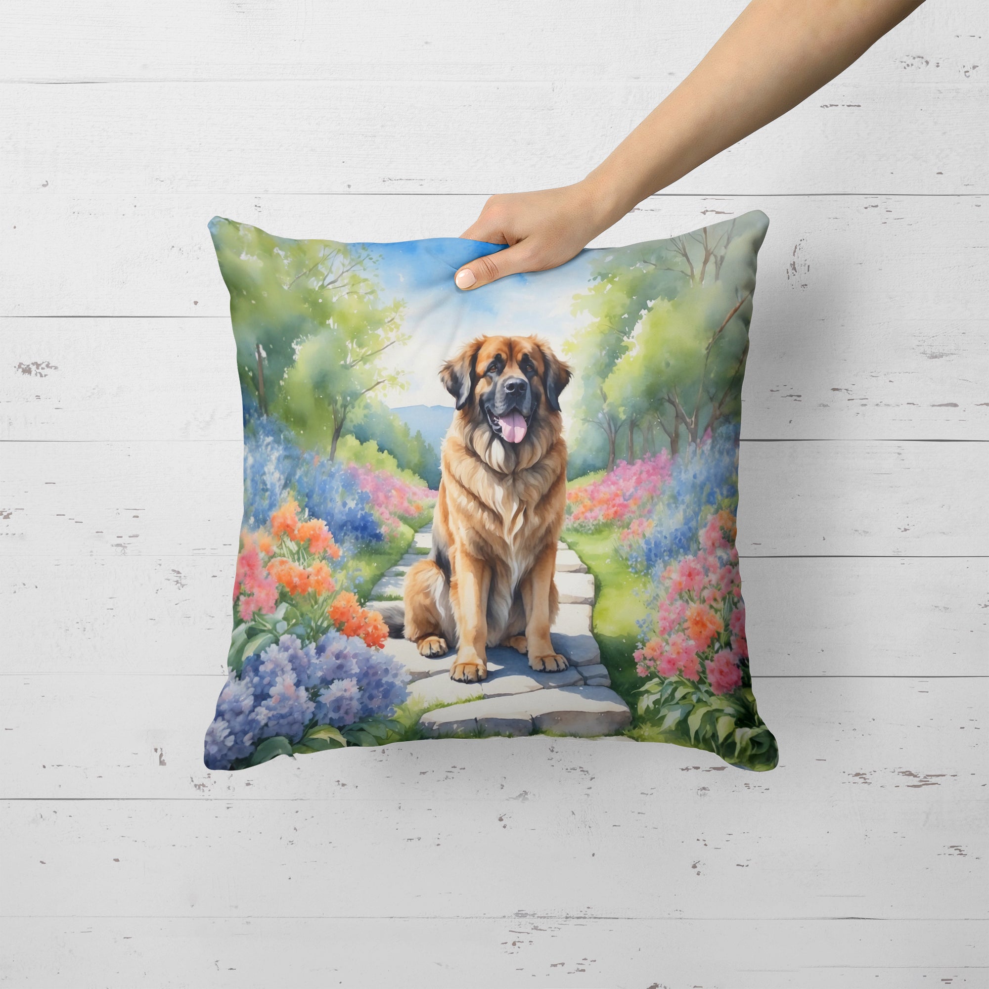 Leonberger Spring Path Throw Pillow