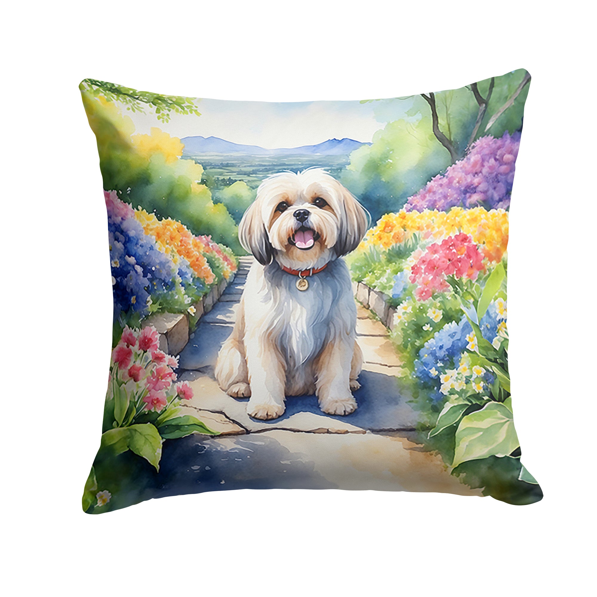 Buy this Lhasa Apso Spring Path Throw Pillow