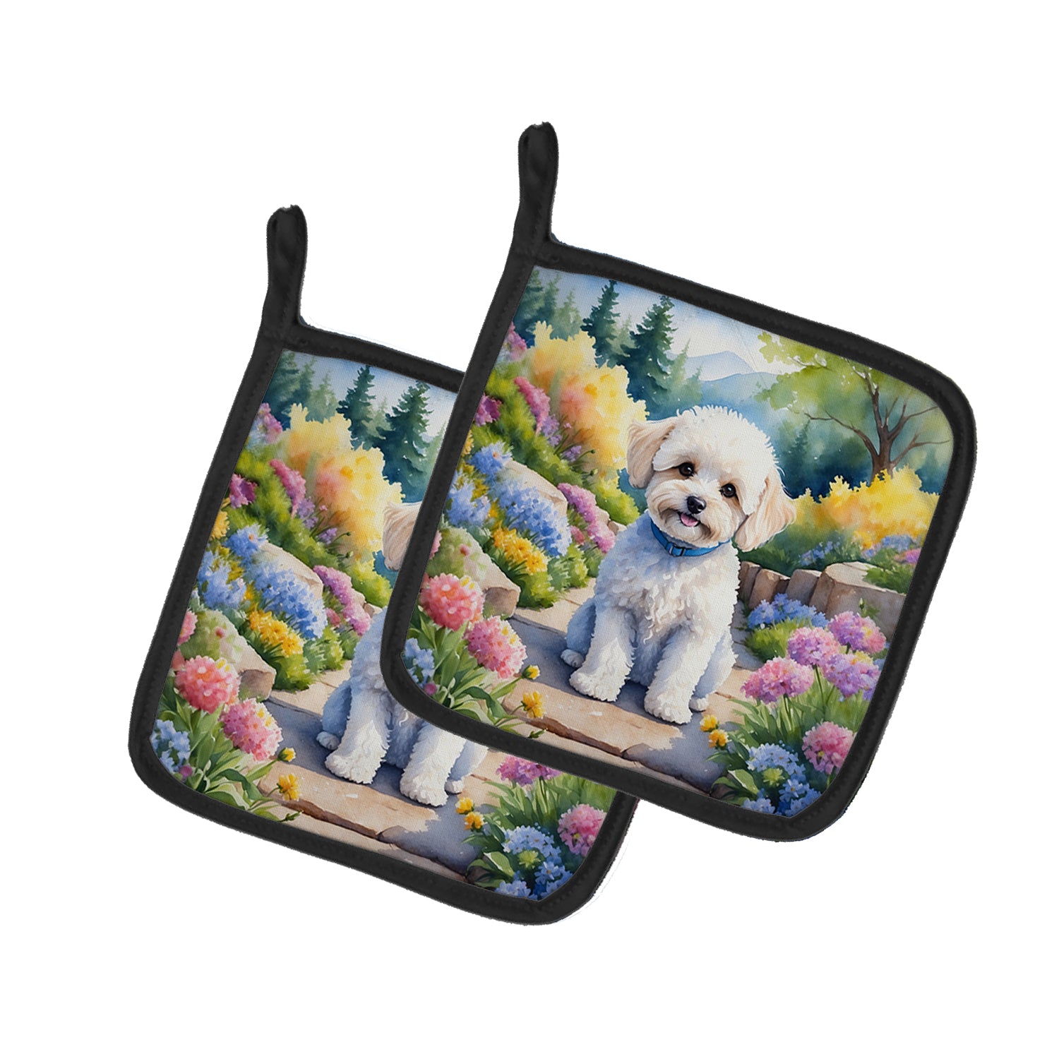 Buy this Maltipoo Spring Path Pair of Pot Holders