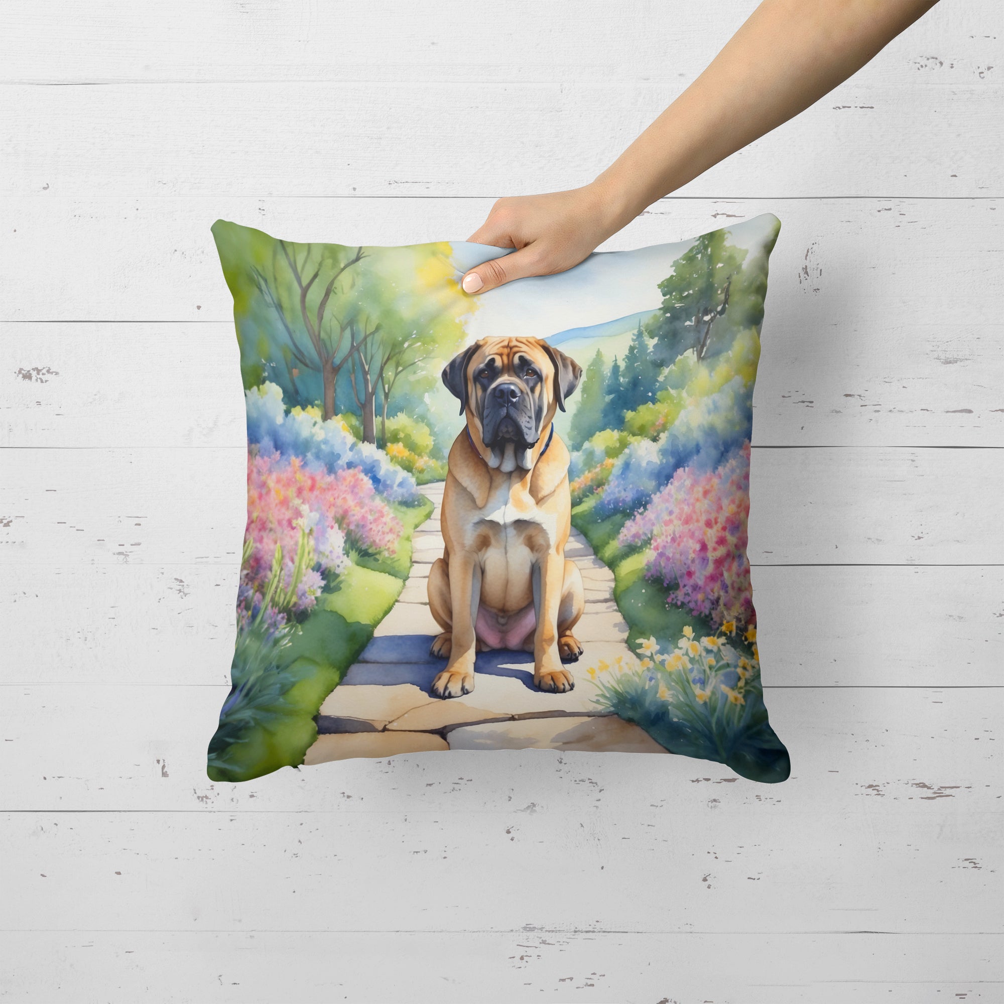 Buy this Mastiff Spring Path Throw Pillow