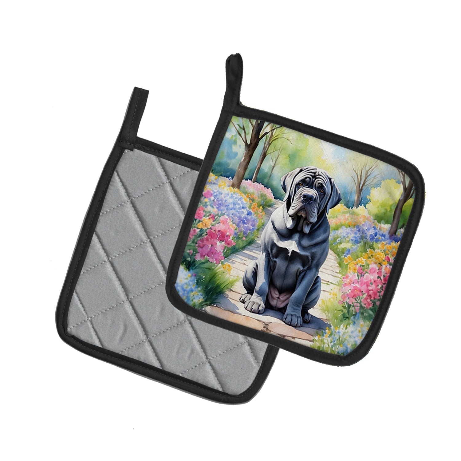 Neapolitan Mastiff Spring Path Pair of Pot Holders