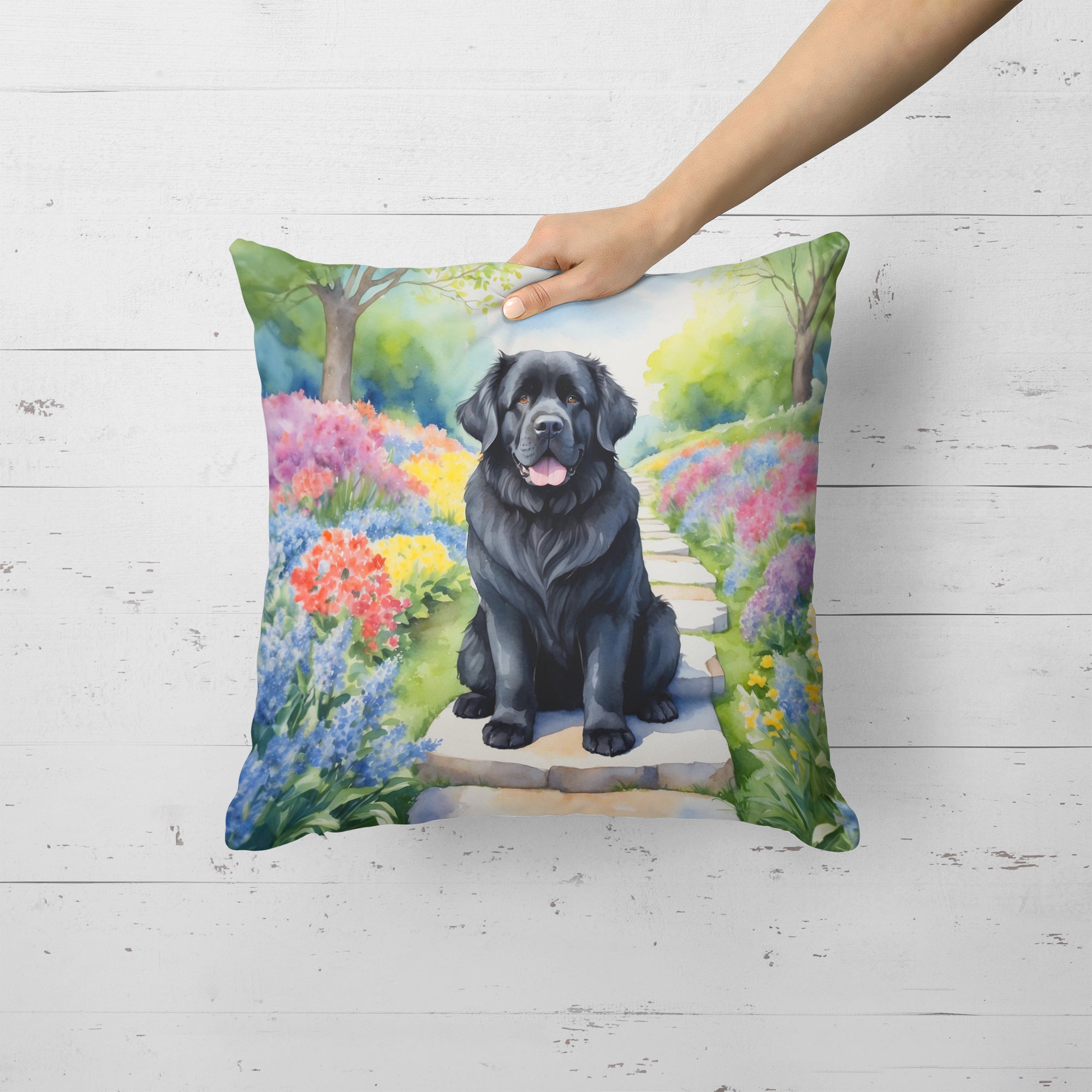 Buy this Newfoundland Spring Path Throw Pillow