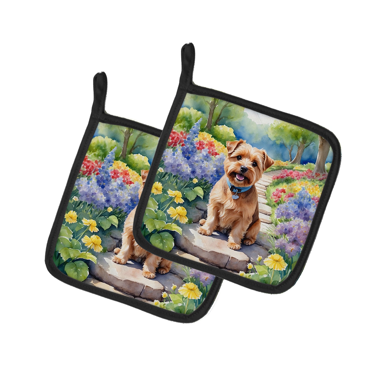 Buy this Norfolk Terrier Spring Path Pair of Pot Holders