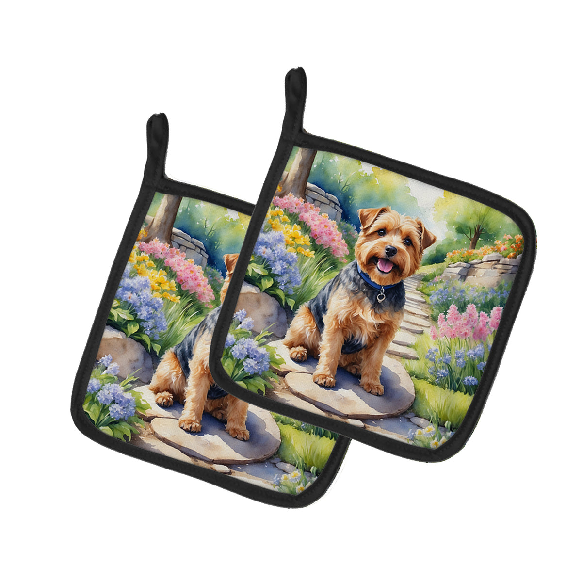 Buy this Norfolk Terrier Spring Path Pair of Pot Holders