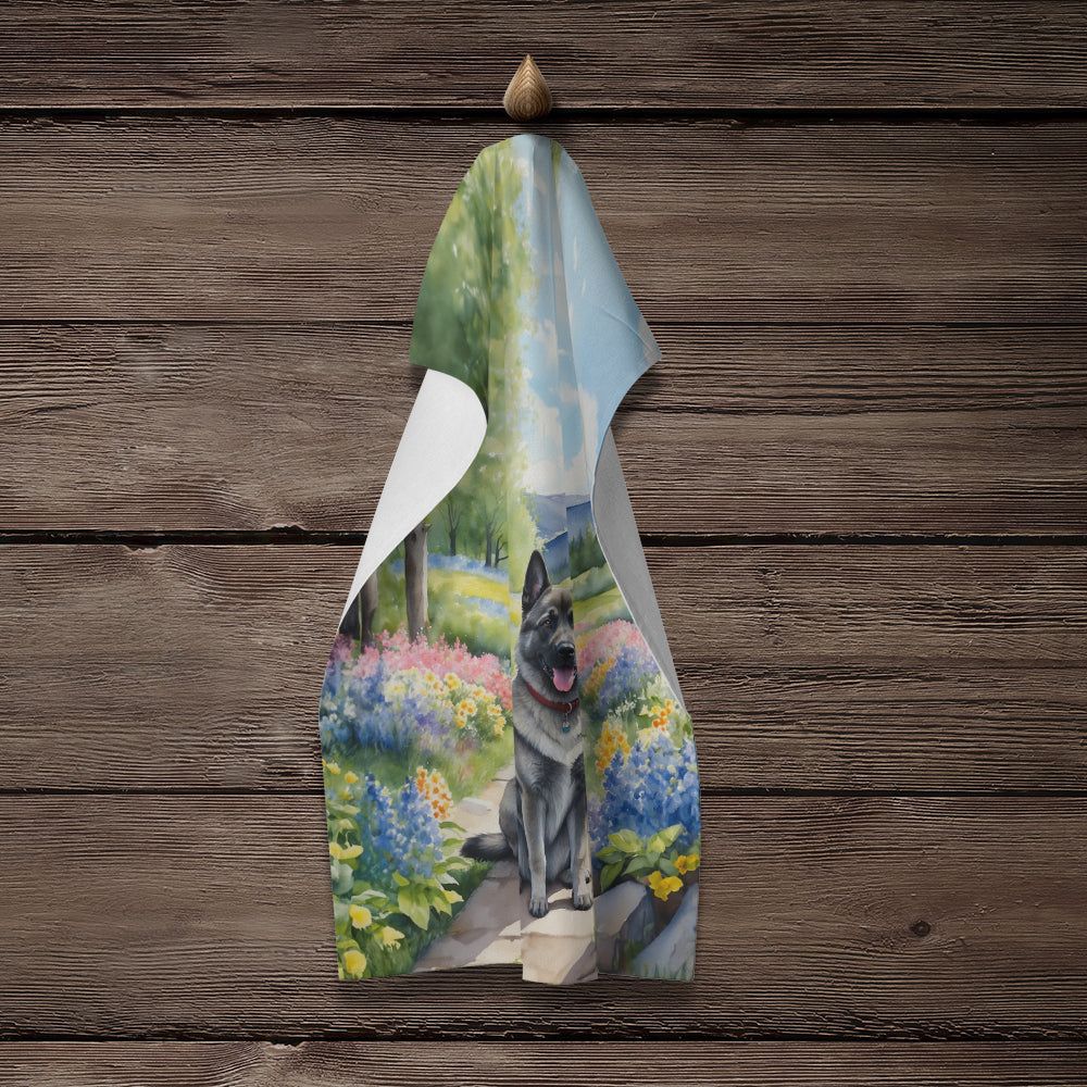 Norwegian Elkhound Spring Path Kitchen Towel