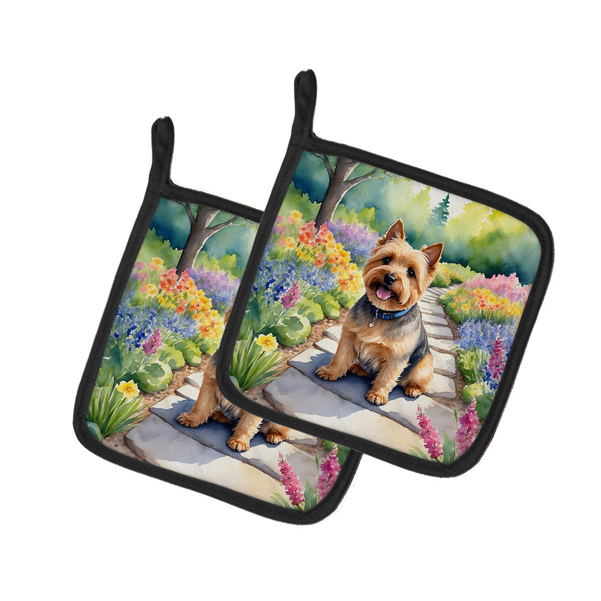 Buy this Norwich Terrier Spring Path Pair of Pot Holders