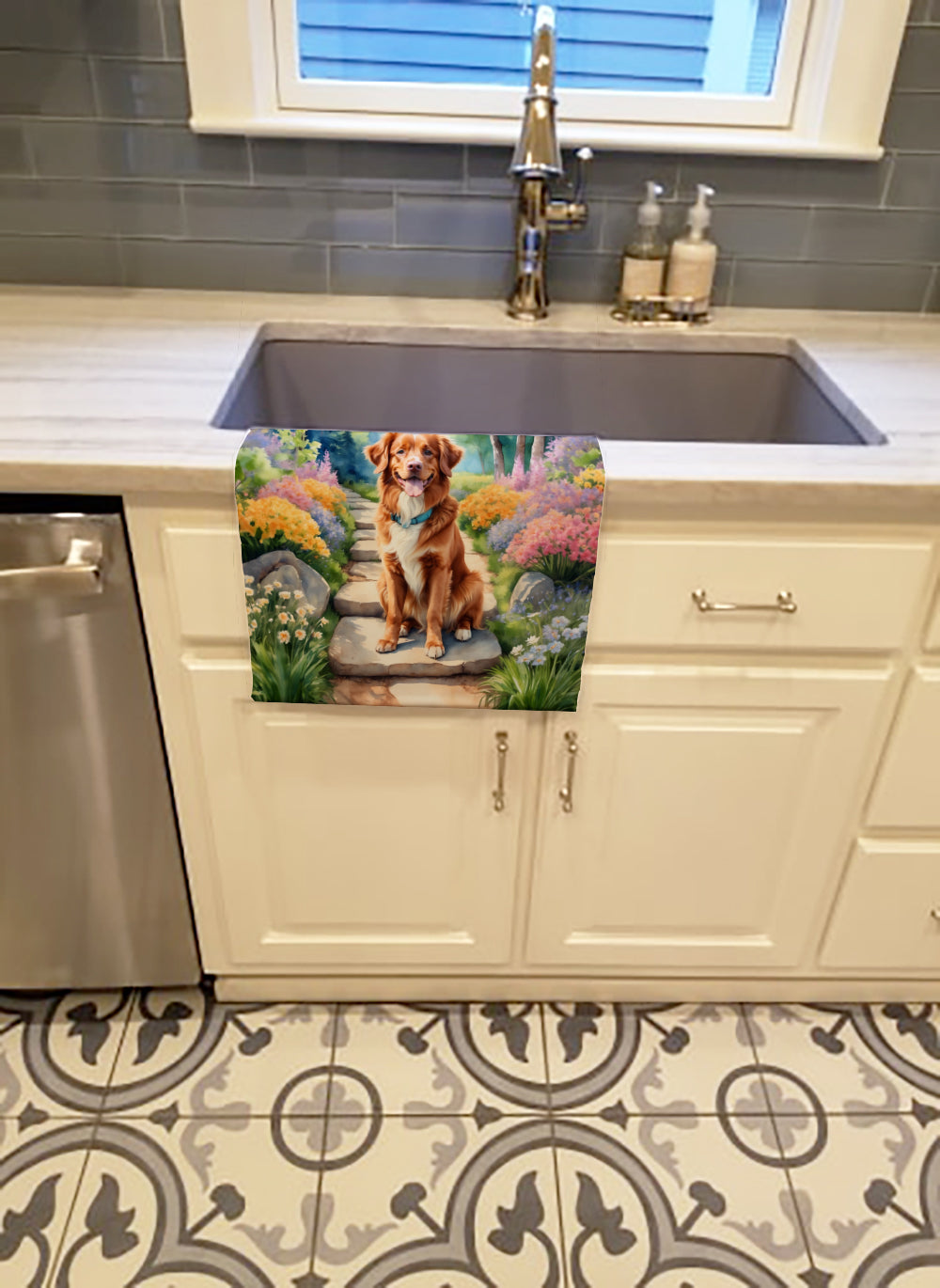 Buy this Nova Scotia Duck Tolling Retriever Spring Path Kitchen Towel