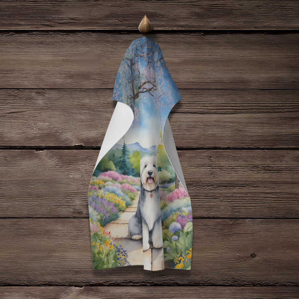 Old English Sheepdog Spring Path Kitchen Towel