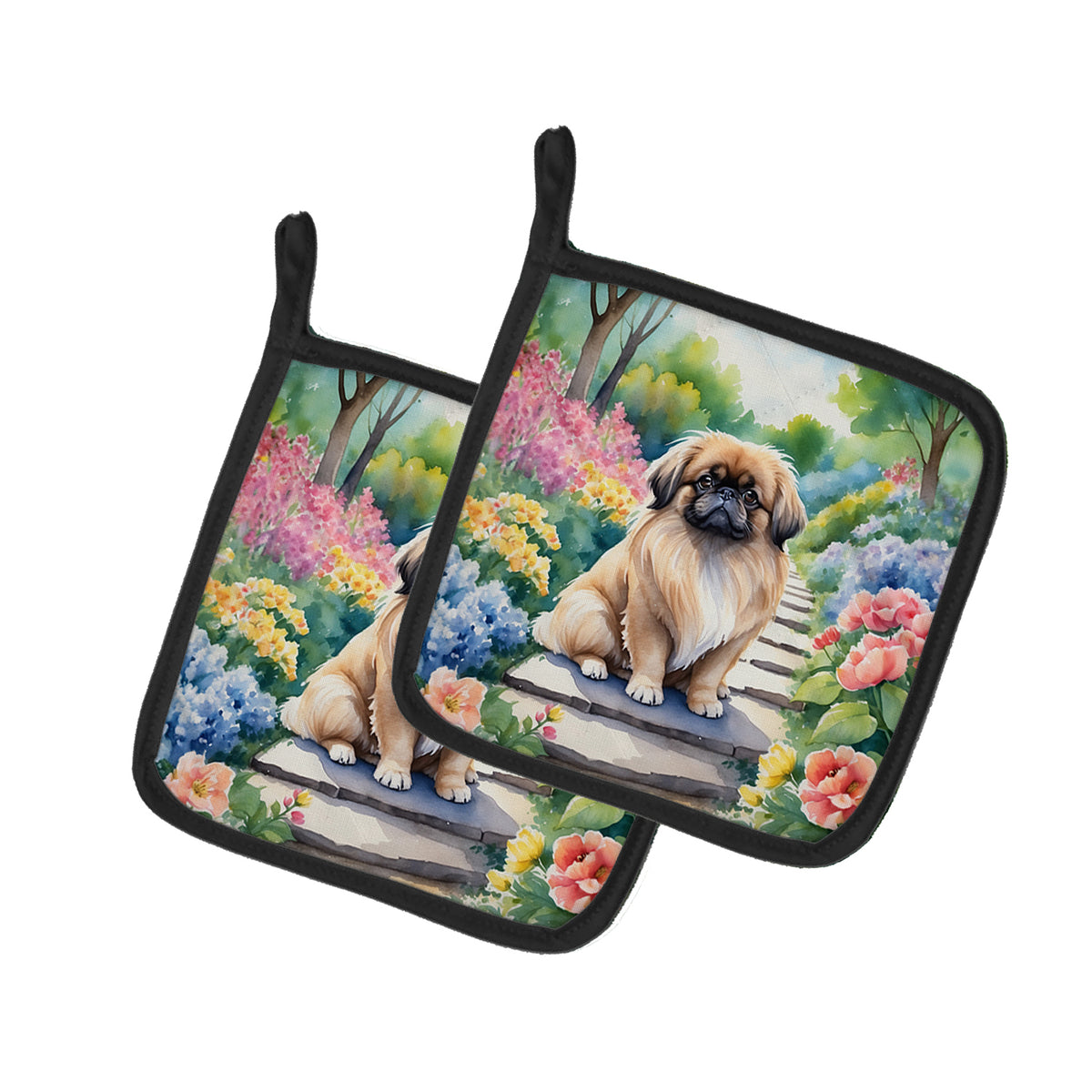 Buy this Pekingese Spring Path Pair of Pot Holders