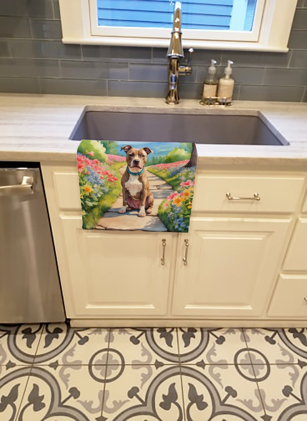 Pit Bull Terrier Spring Path Kitchen Towel