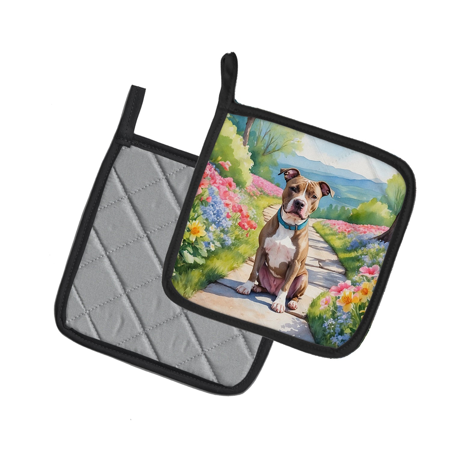 Buy this Pit Bull Terrier Spring Path Pair of Pot Holders