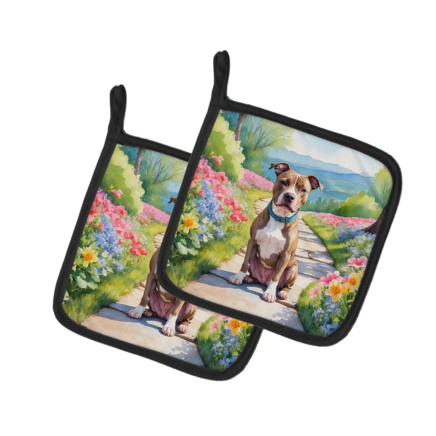 Buy this Pit Bull Terrier Spring Path Pair of Pot Holders