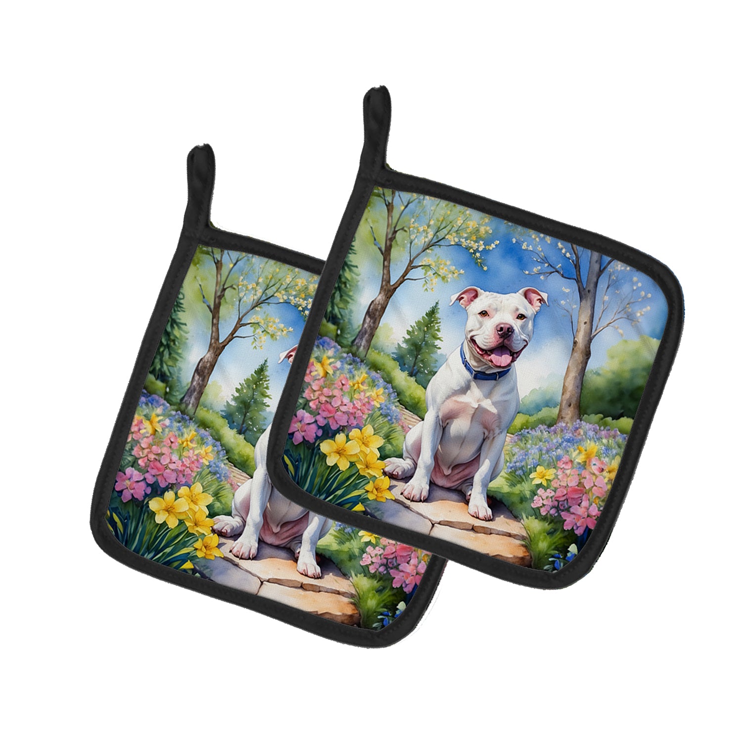 Buy this Pit Bull Terrier Spring Path Pair of Pot Holders