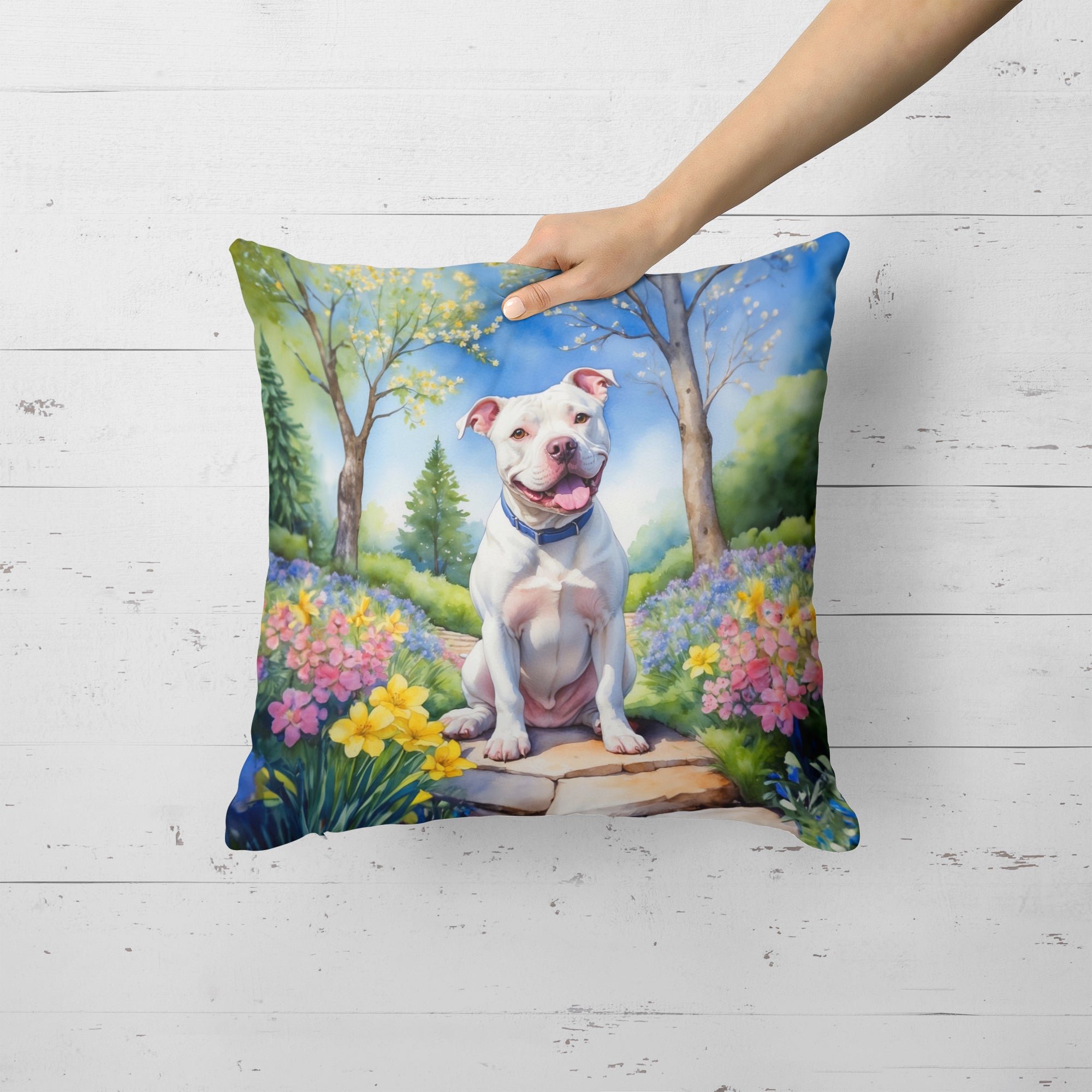 Buy this Pit Bull Terrier Spring Path Throw Pillow