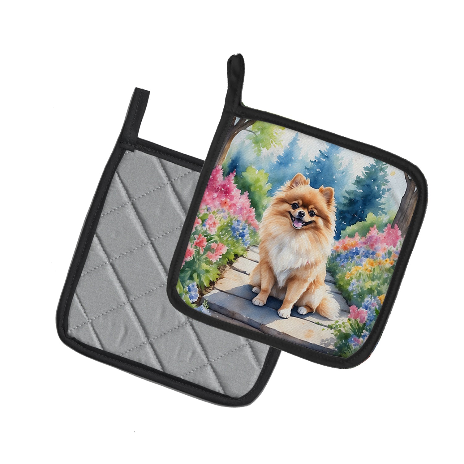 Pomeranian Spring Path Pair of Pot Holders