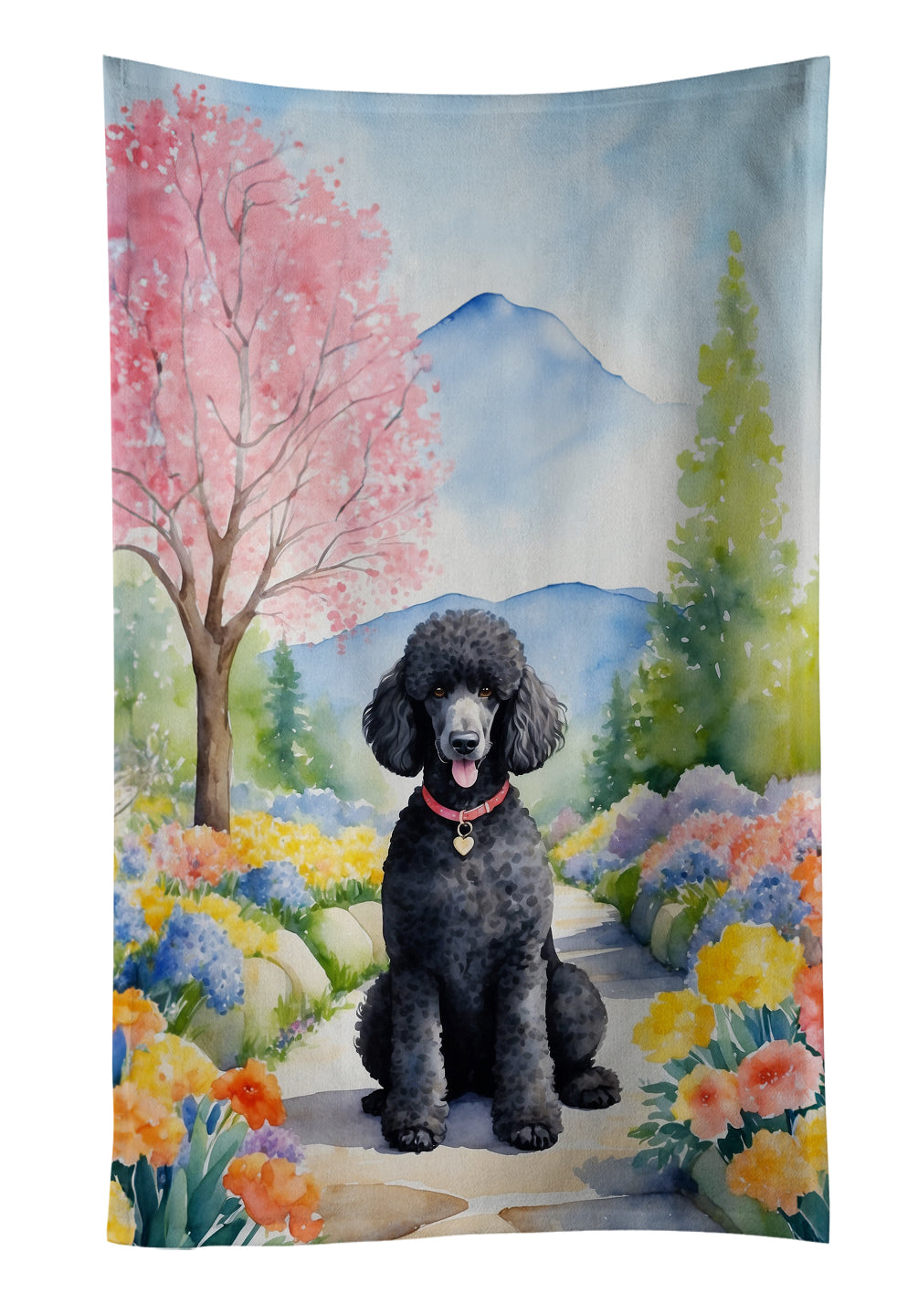 Buy this Black Poodle Spring Path Kitchen Towel