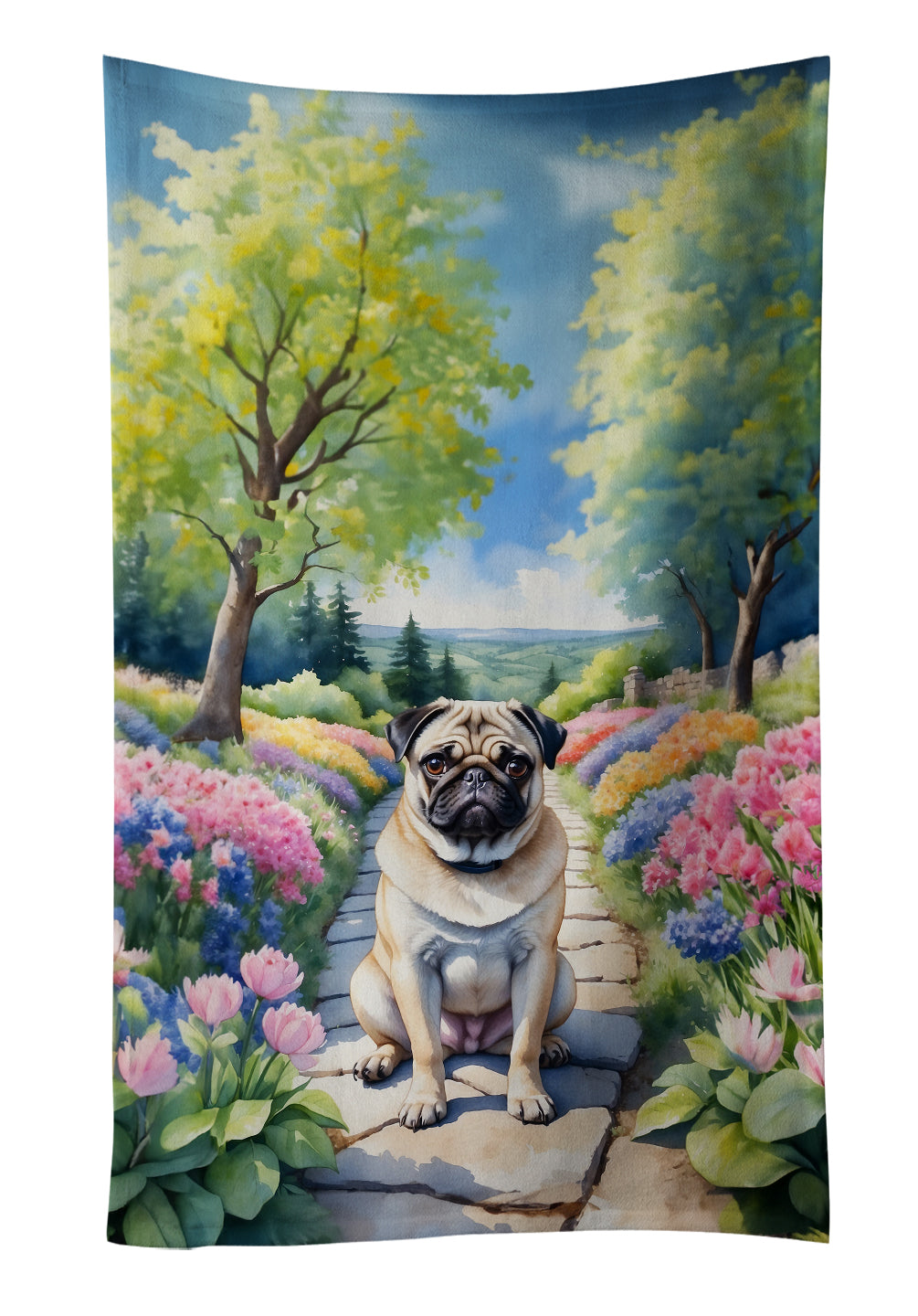 Buy this Pug Spring Path Kitchen Towel