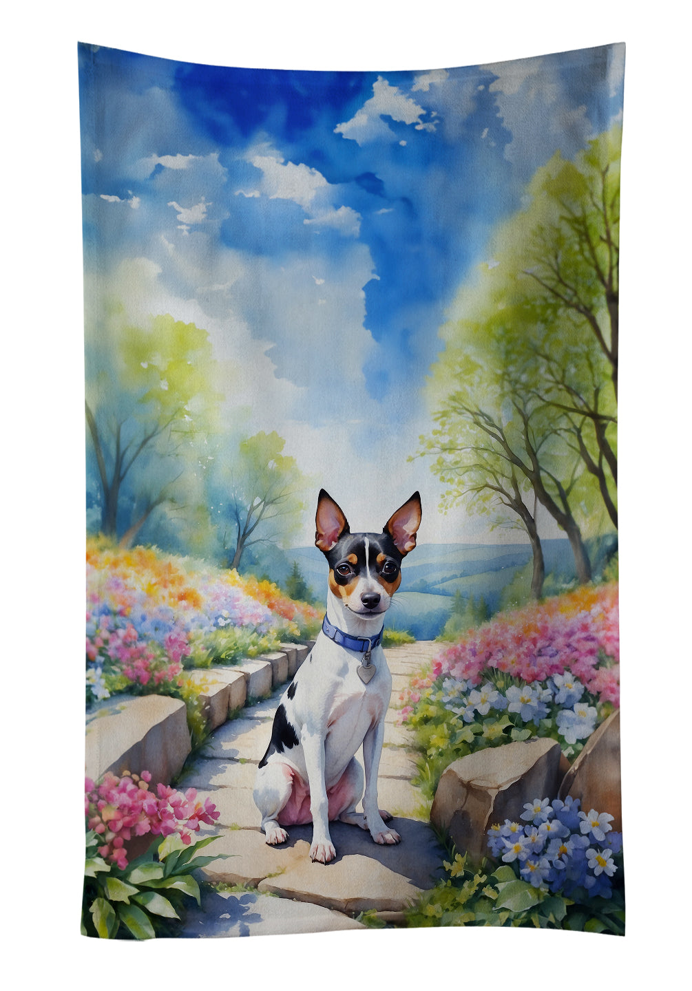 Buy this Rat Terrier Spring Path Kitchen Towel