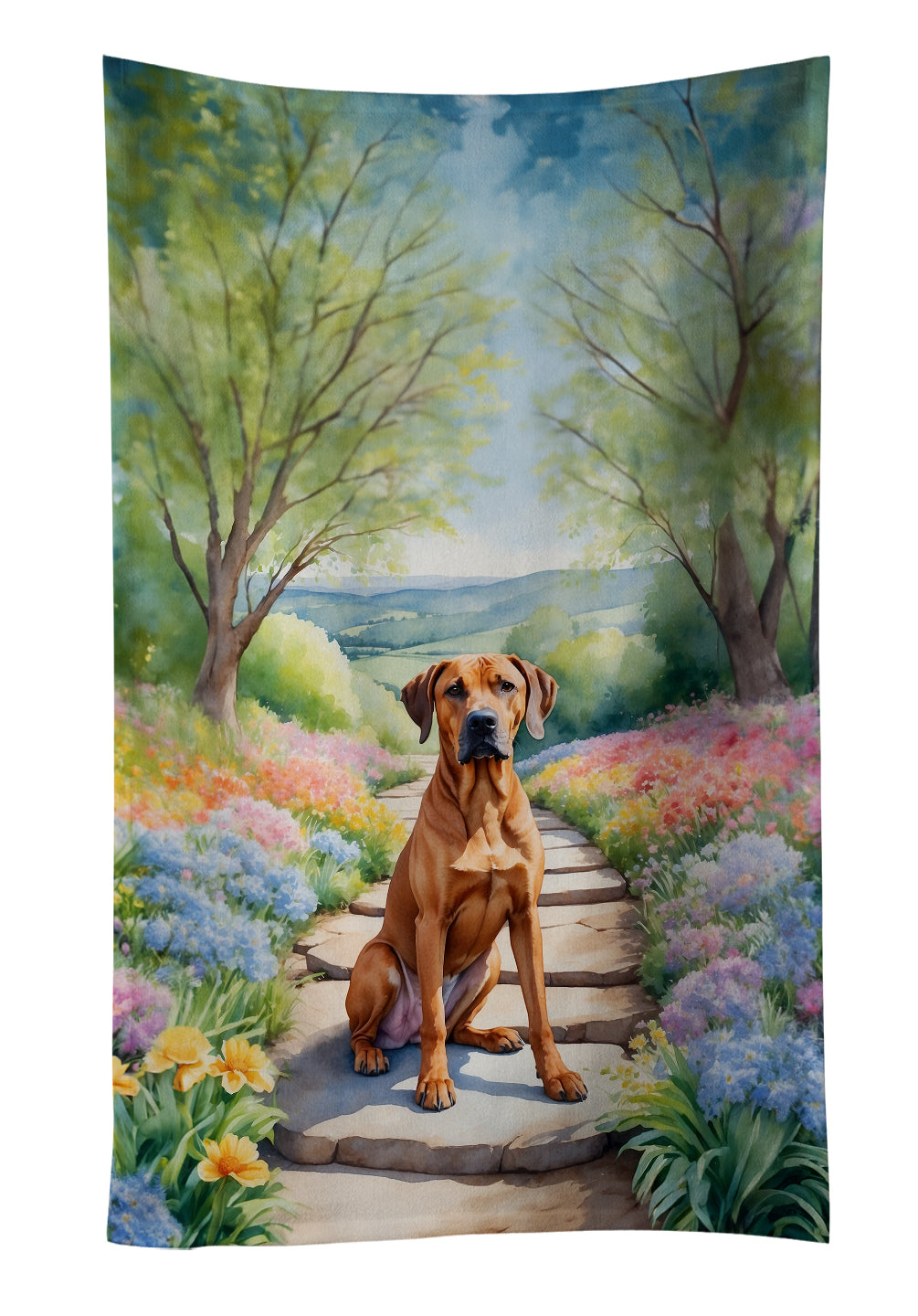 Buy this Rhodesian Ridgeback Spring Path Kitchen Towel