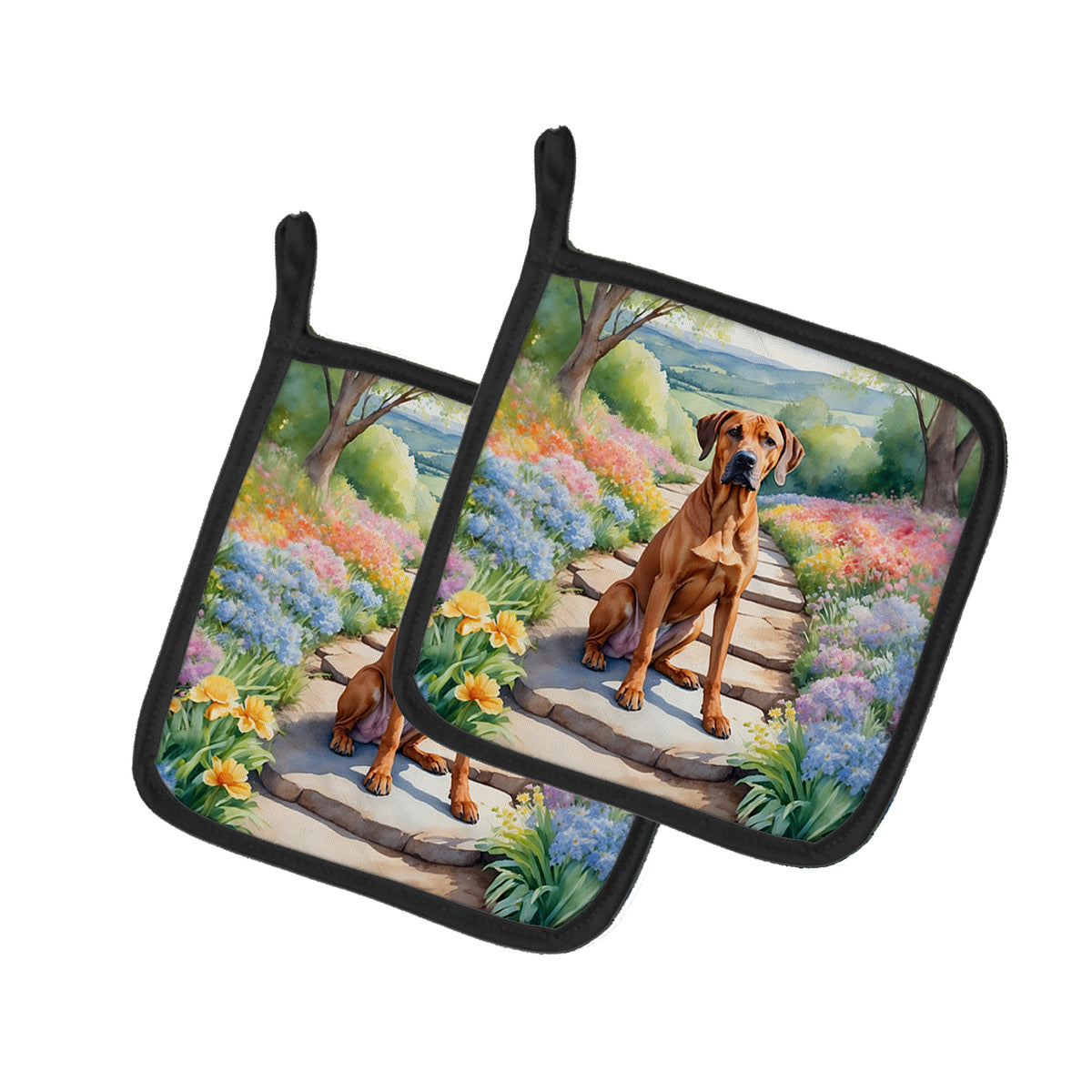 Buy this Rhodesian Ridgeback Spring Path Pair of Pot Holders