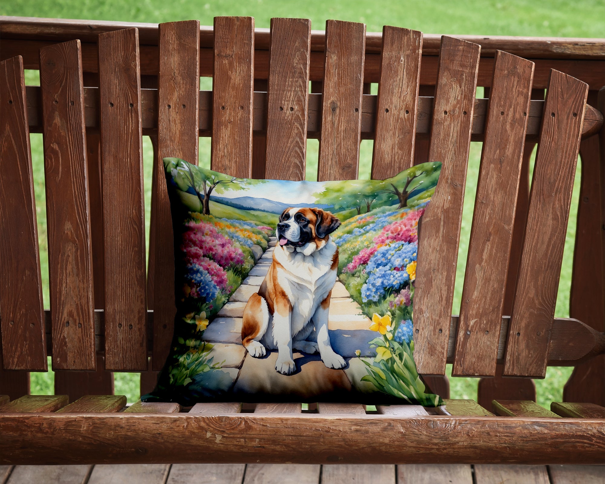 Buy this Saint Bernard Spring Path Throw Pillow