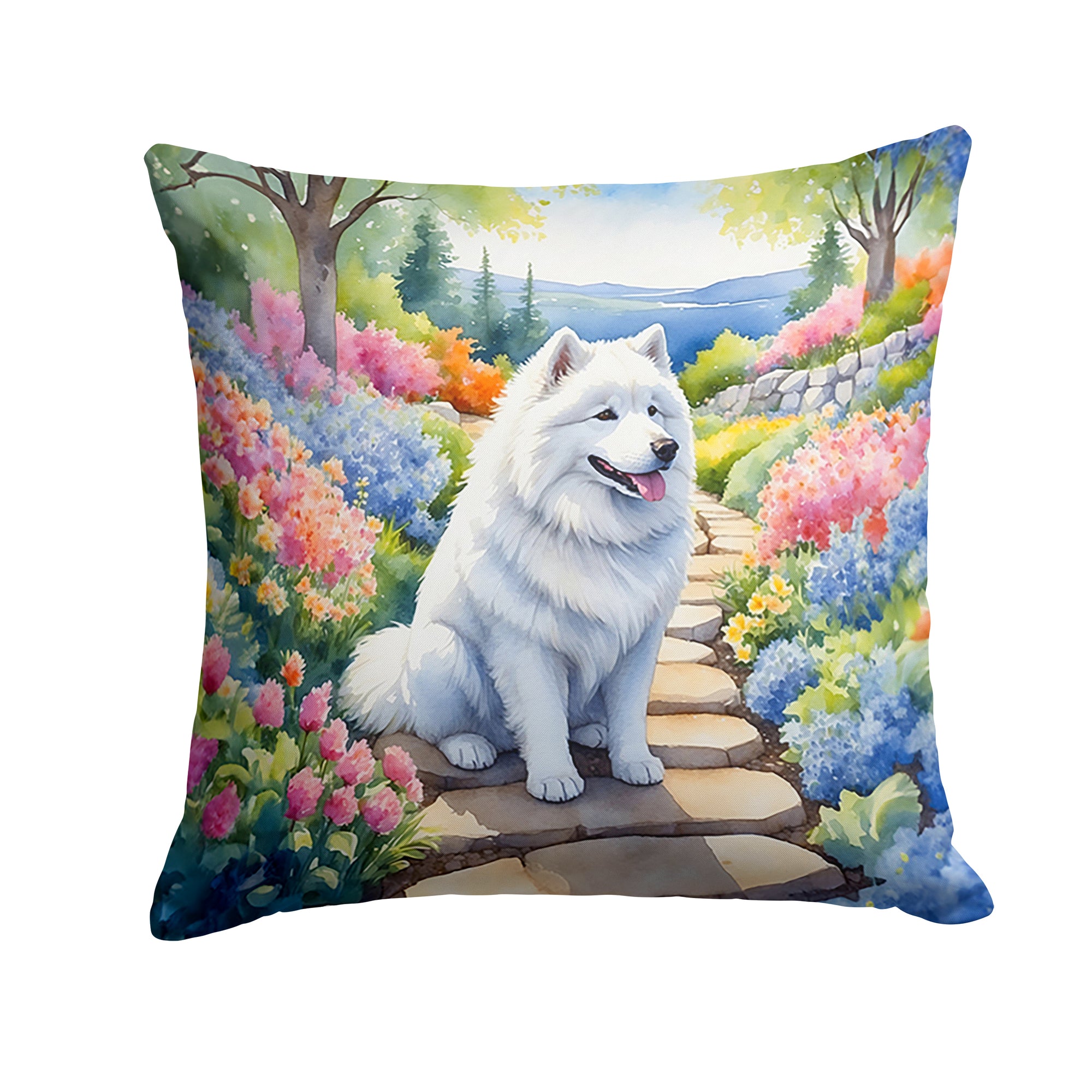 Buy this Samoyed Spring Path Throw Pillow