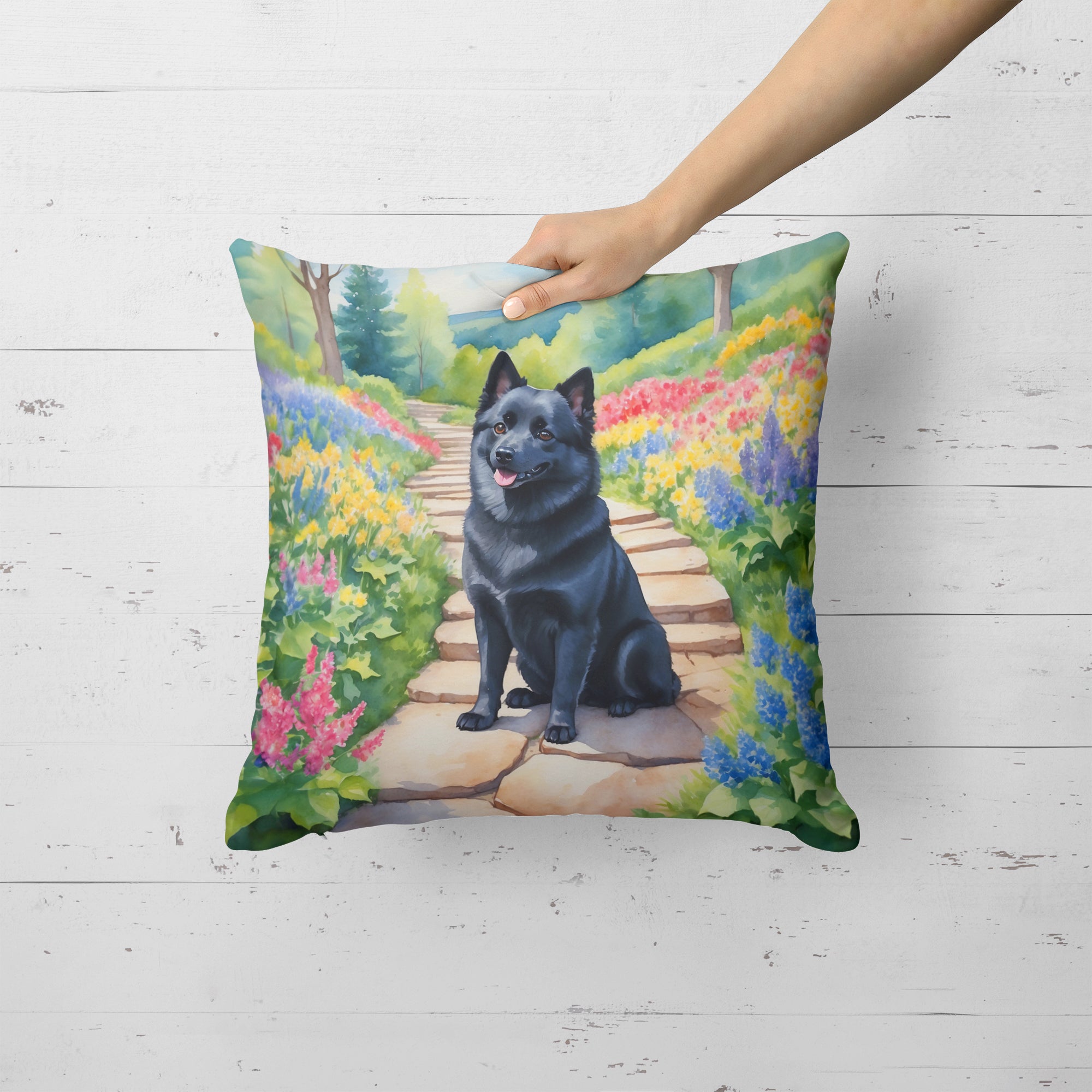 Buy this Schipperke Spring Path Throw Pillow