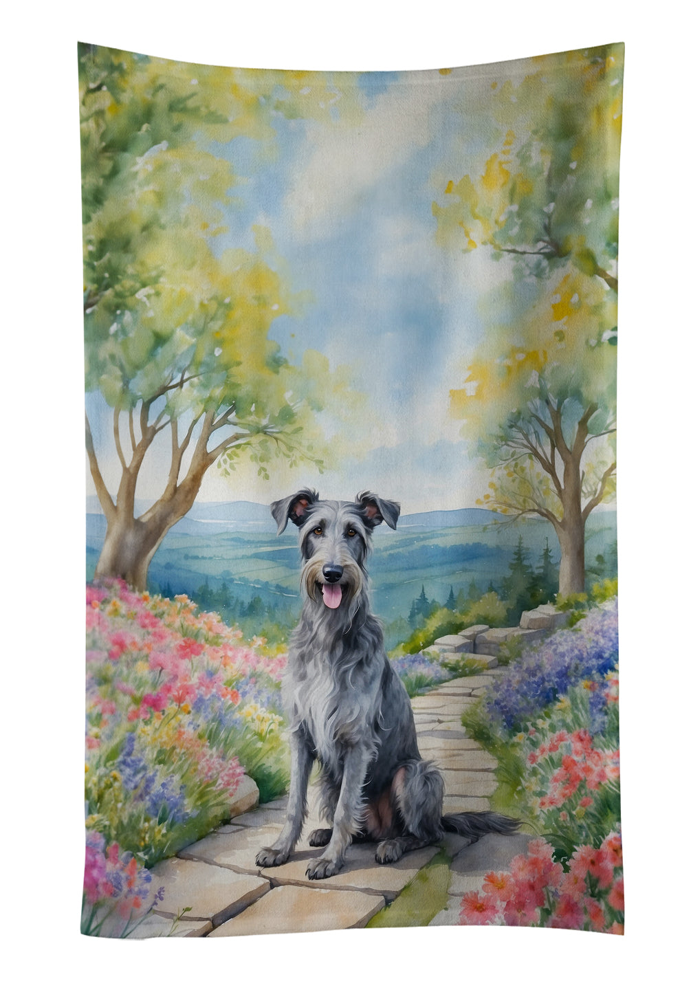 Buy this Scottish Deerhound Spring Path Kitchen Towel