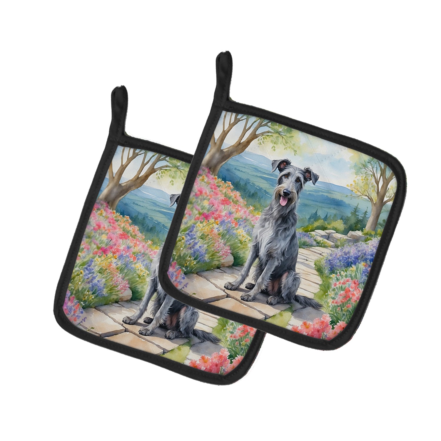 Buy this Scottish Deerhound Spring Path Pair of Pot Holders