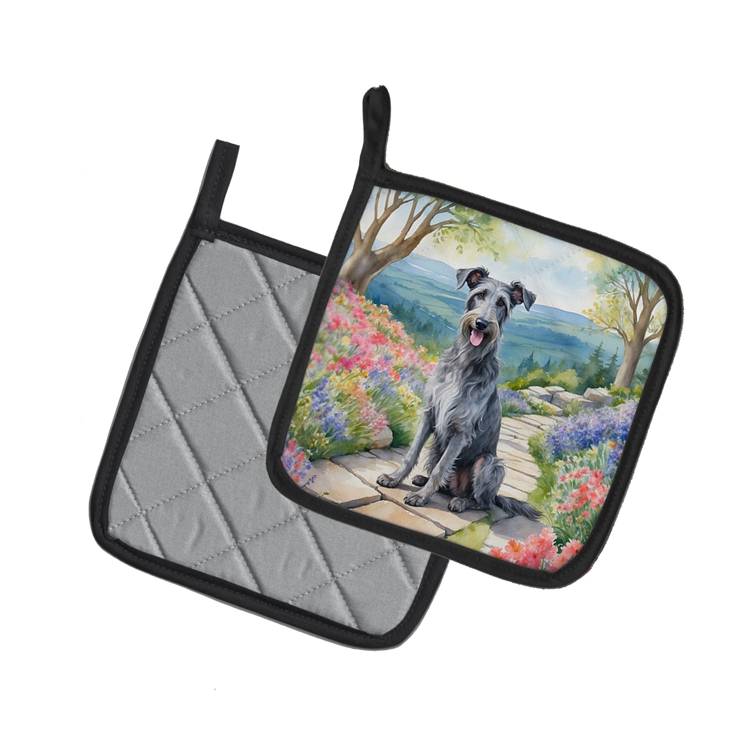 Buy this Scottish Deerhound Spring Path Pair of Pot Holders