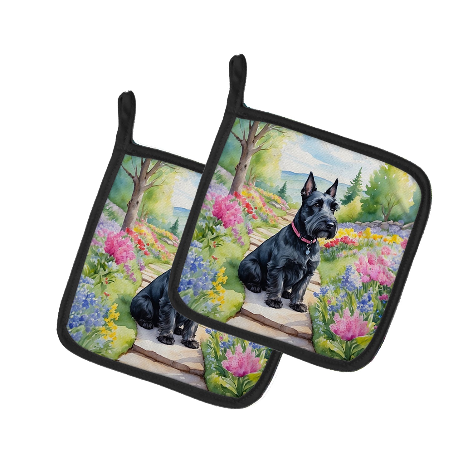 Buy this Scottish Terrier Spring Path Pair of Pot Holders