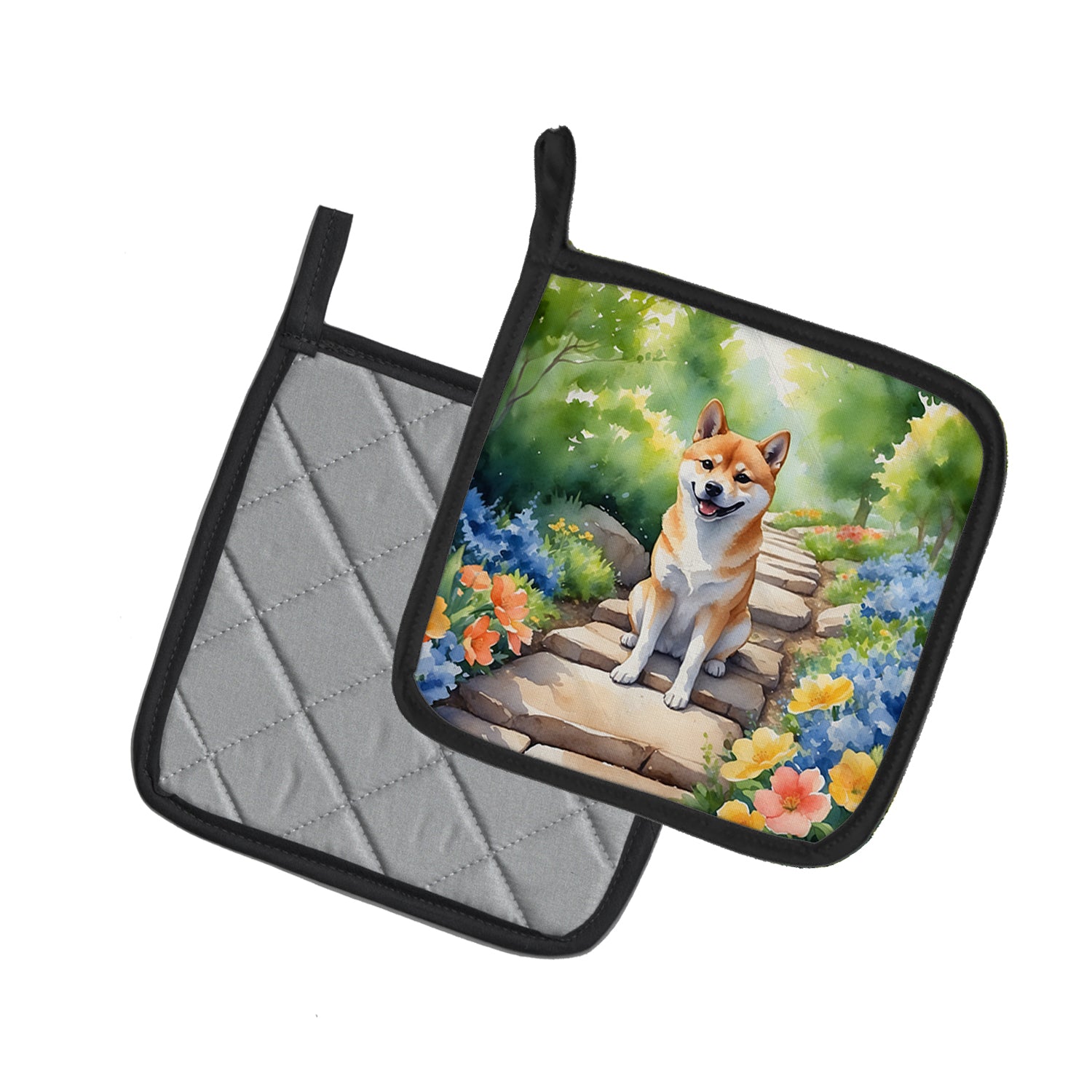 Buy this Shiba Inu Spring Path Pair of Pot Holders