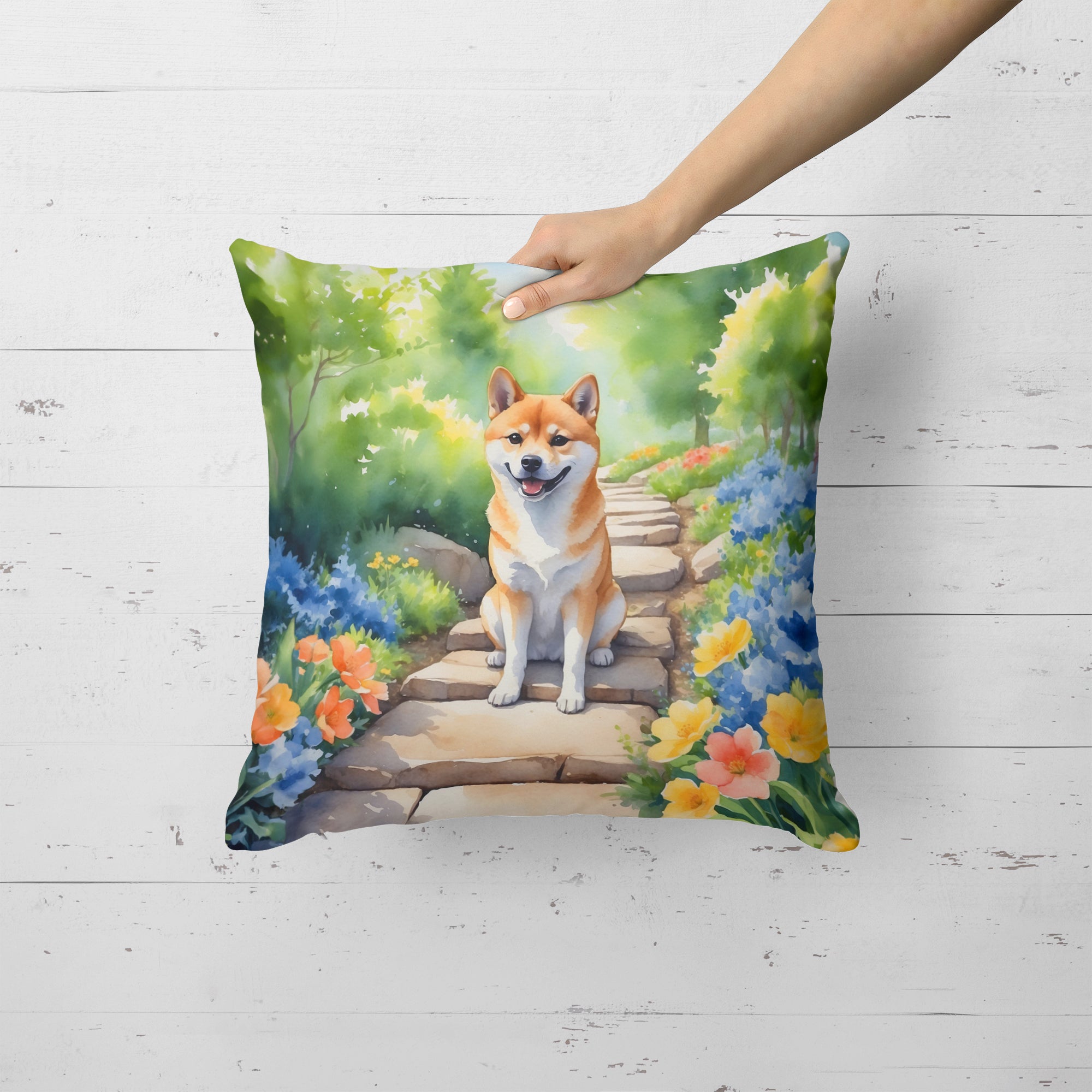 Buy this Shiba Inu Spring Path Throw Pillow