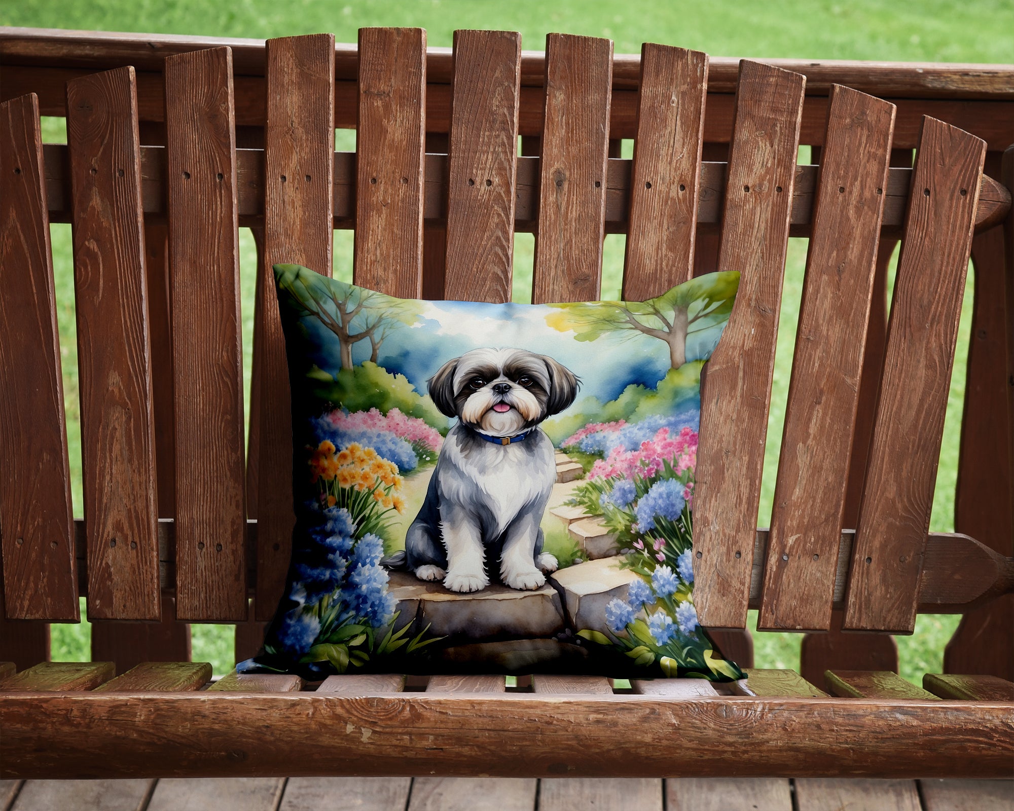 Buy this Shih Tzu Spring Path Throw Pillow