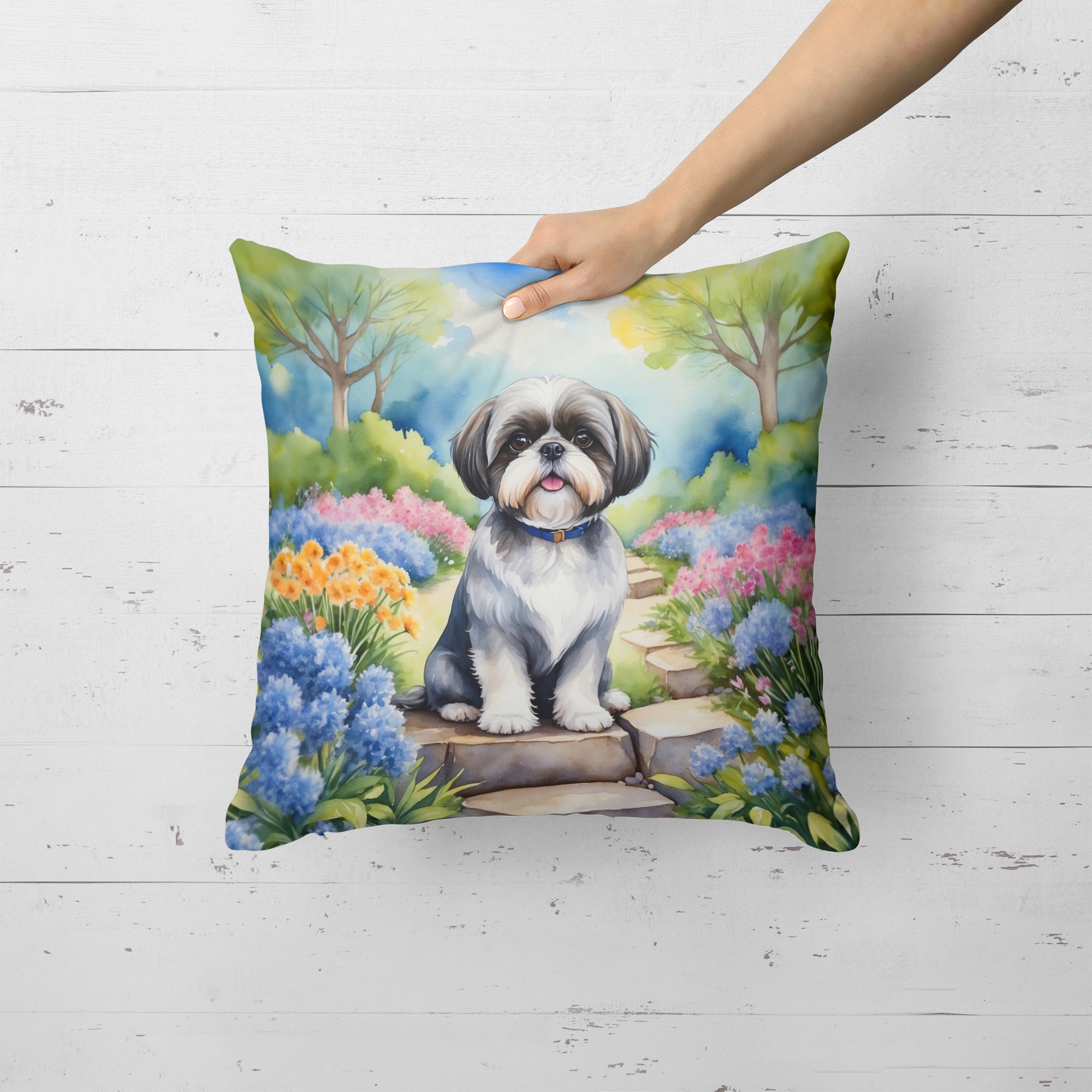 Buy this Shih Tzu Spring Path Throw Pillow