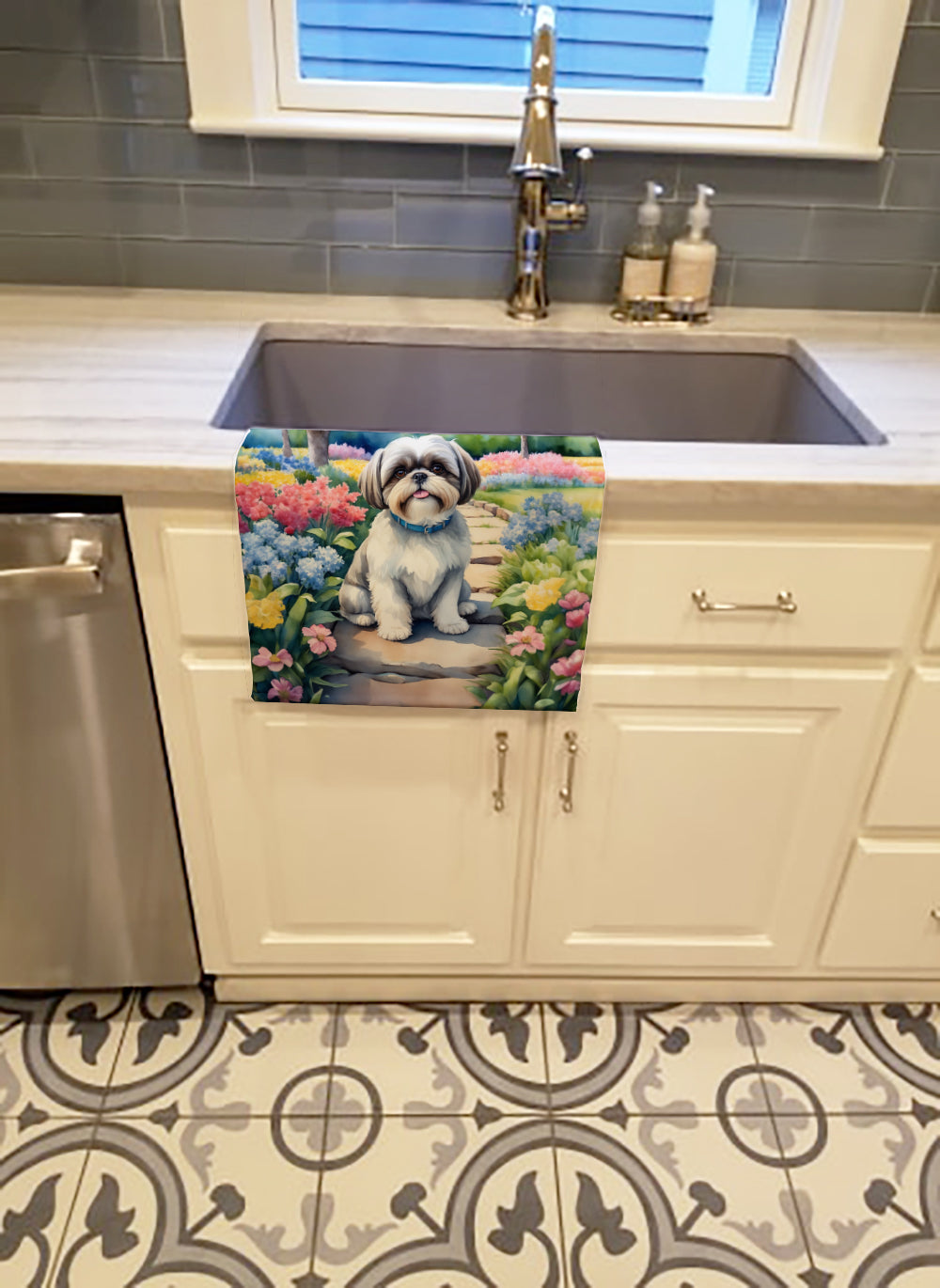 Buy this Shih Tzu Spring Path Kitchen Towel