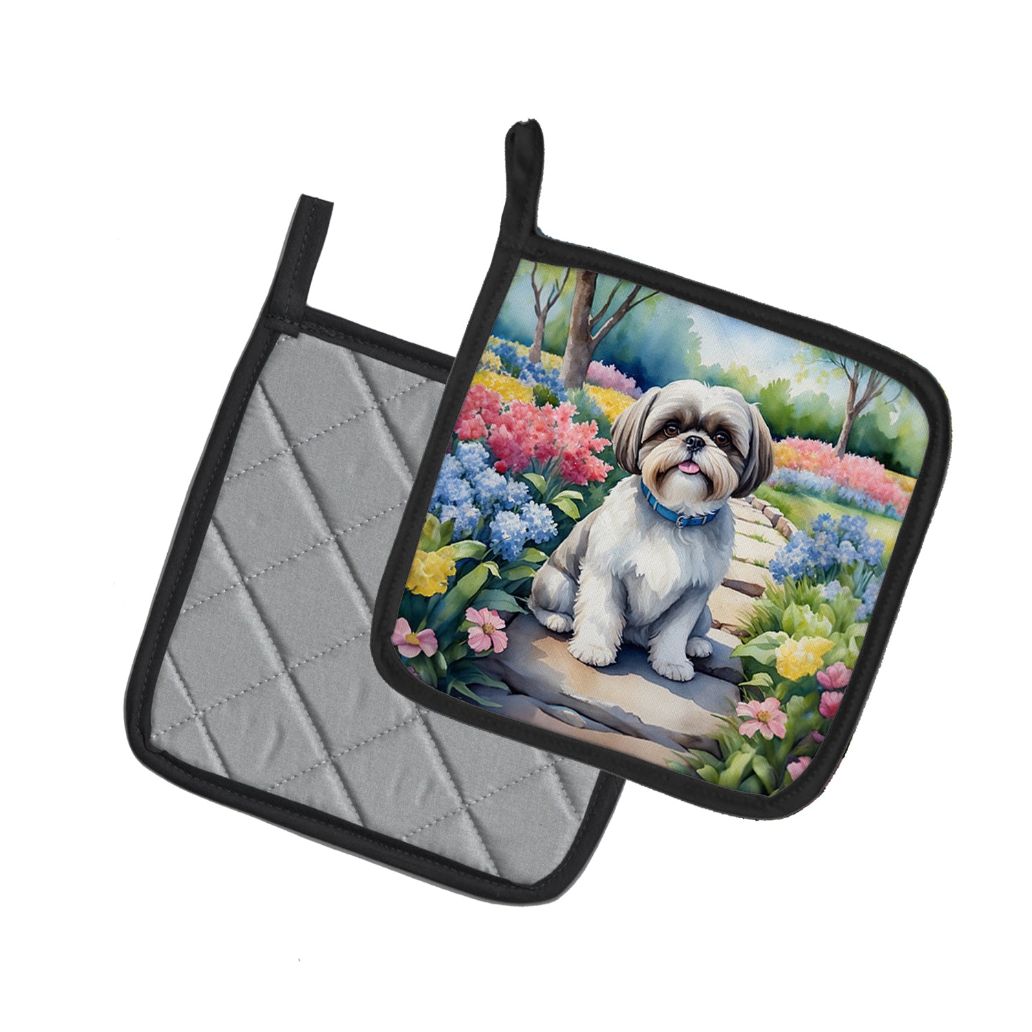 Buy this Shih Tzu Spring Path Pair of Pot Holders