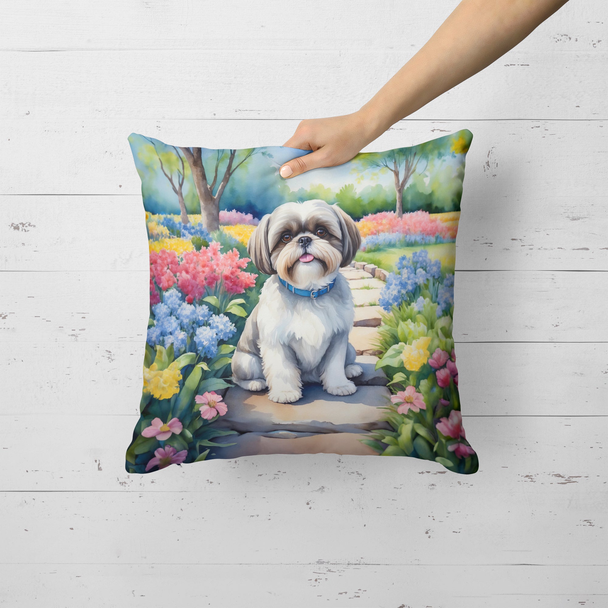 Buy this Shih Tzu Spring Path Throw Pillow