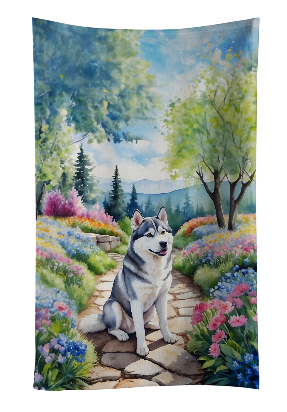 Buy this Siberian Husky Spring Path Kitchen Towel