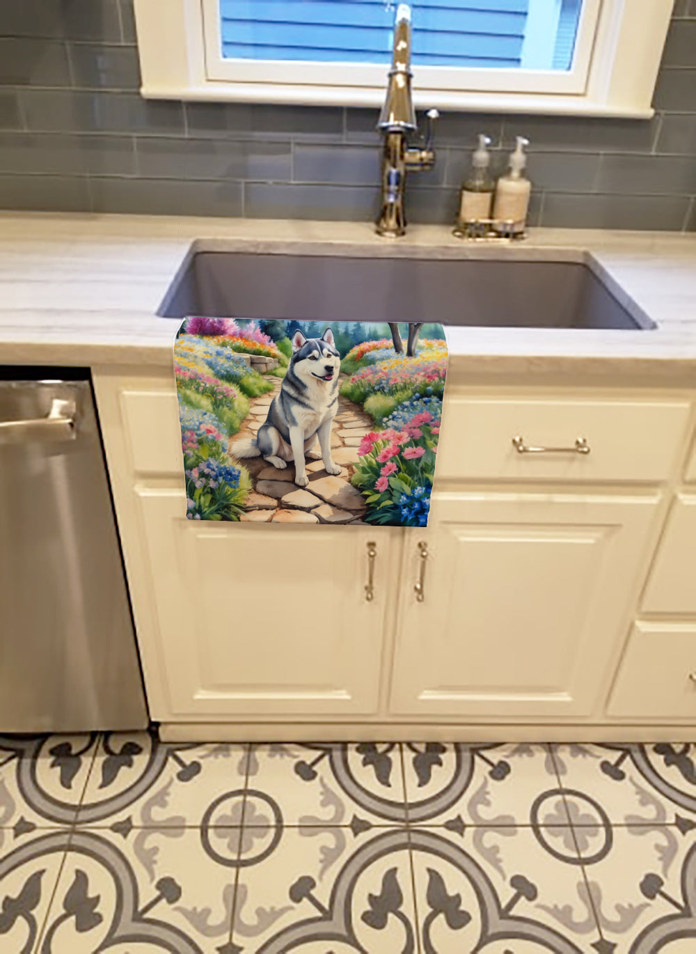 Buy this Siberian Husky Spring Path Kitchen Towel