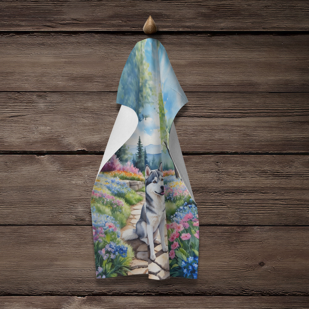 Siberian Husky Spring Path Kitchen Towel