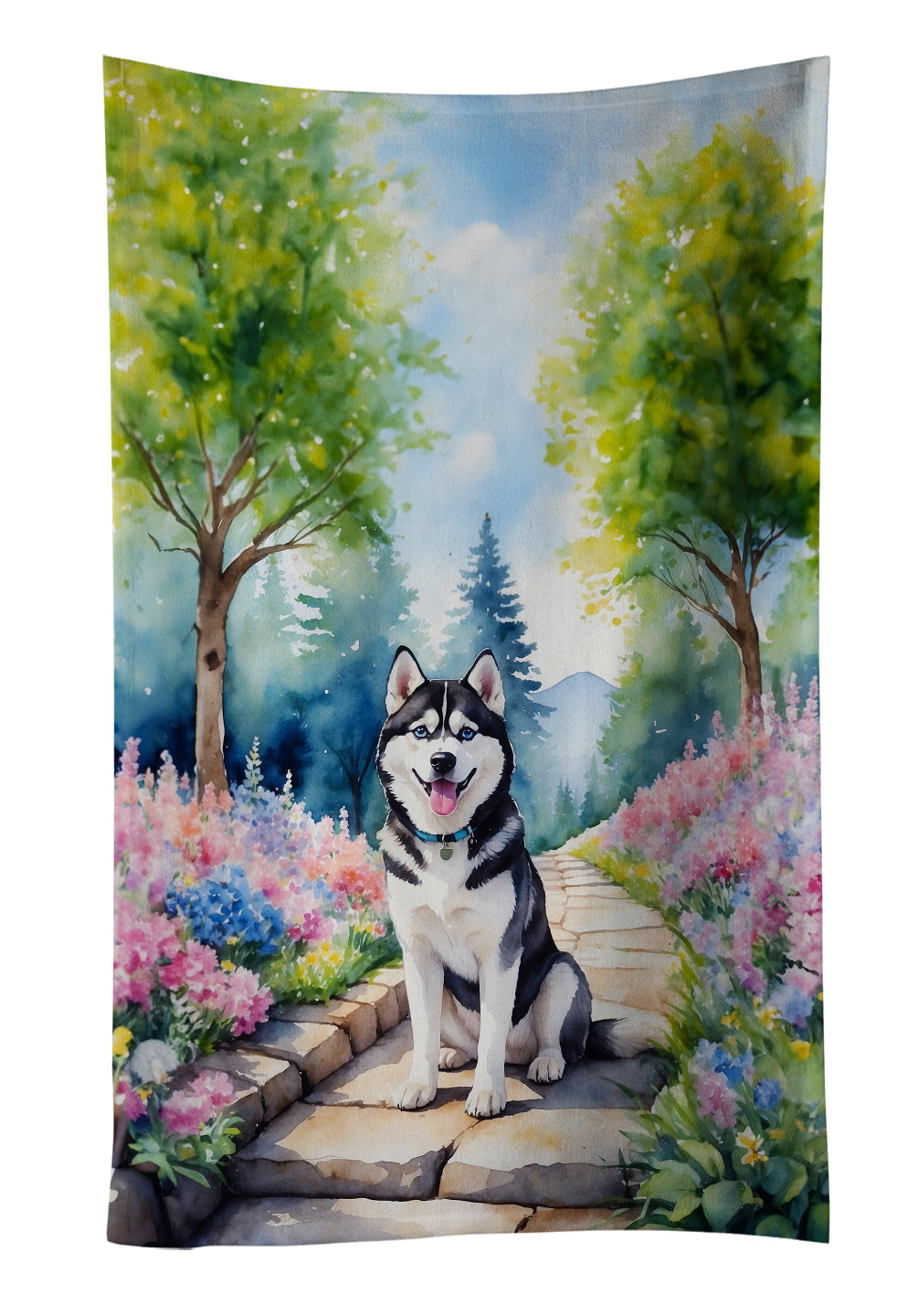 Buy this Siberian Husky Spring Path Kitchen Towel