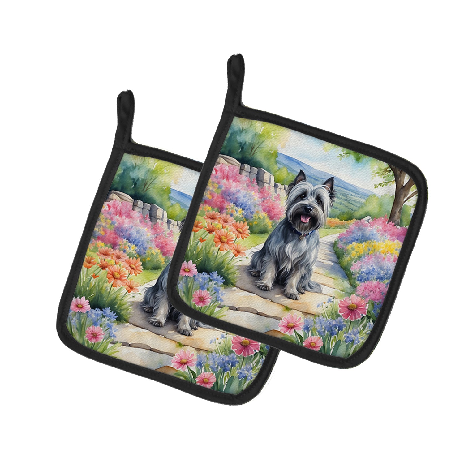 Buy this Skye Terrier Spring Path Pair of Pot Holders