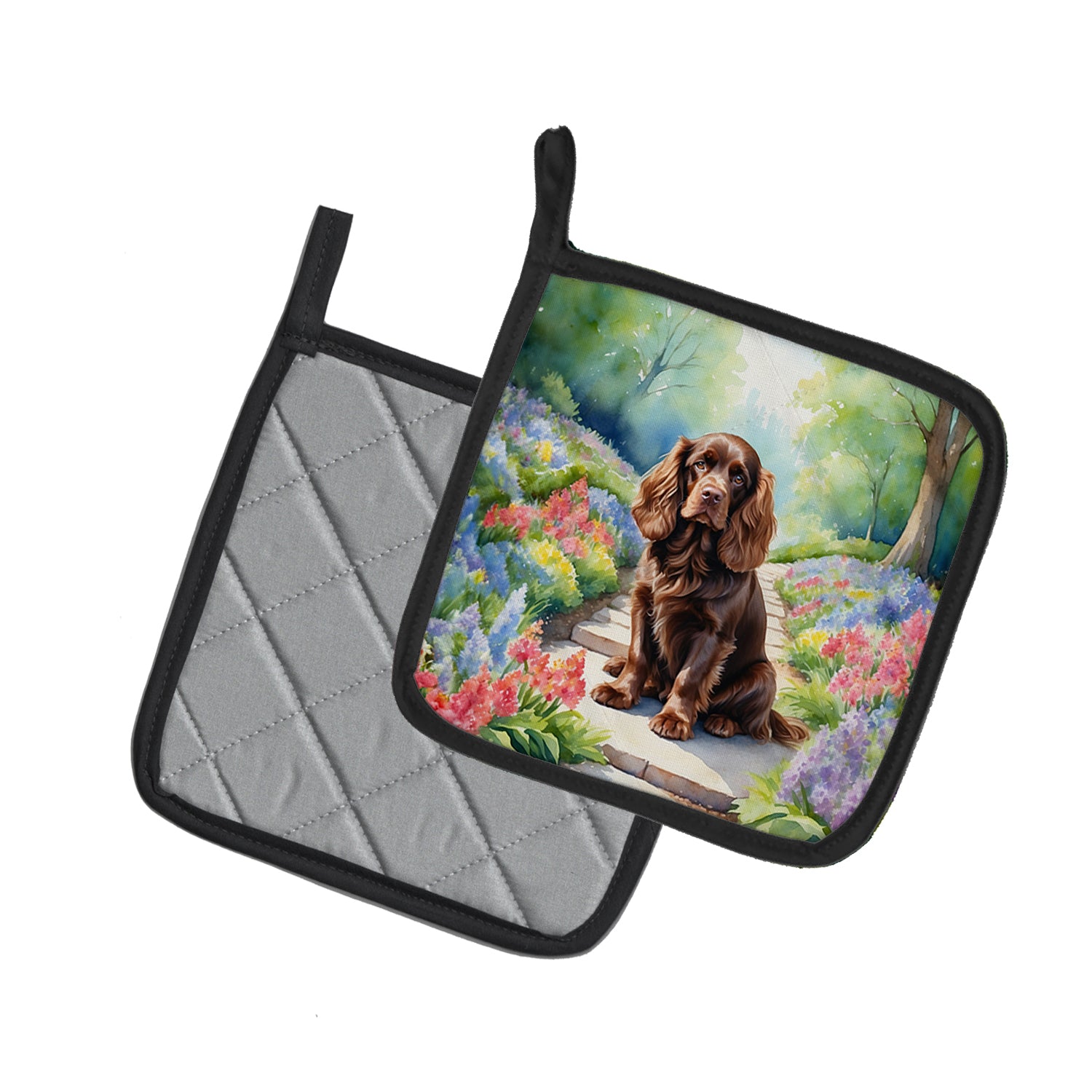 Buy this Sussex Spaniel Spring Path Pair of Pot Holders