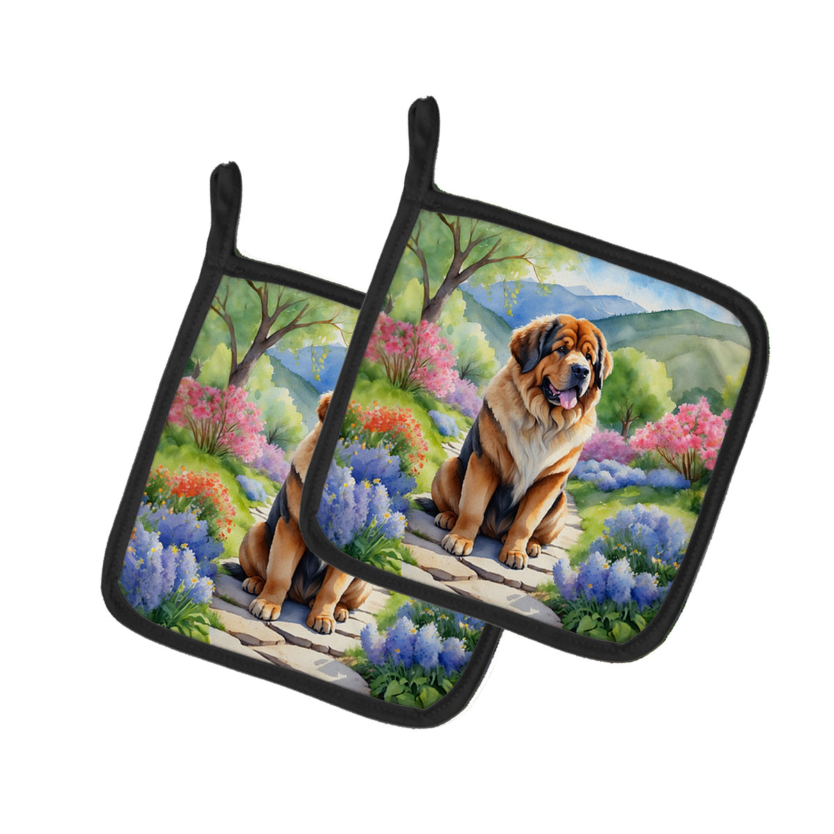 Buy this Tibetan Mastiff Spring Path Pair of Pot Holders