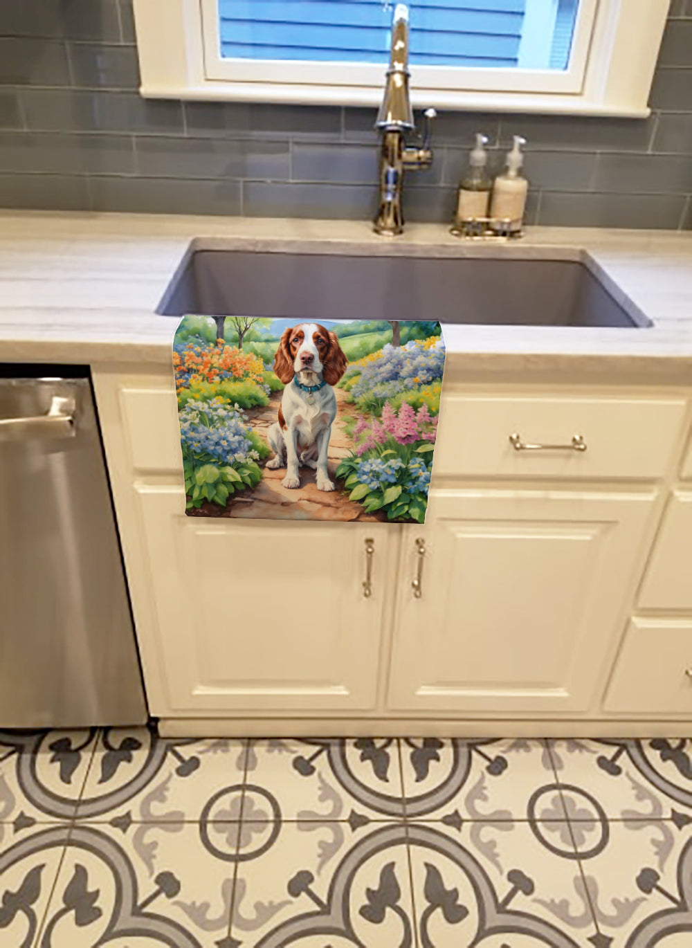 Welsh Springer Spaniel Spring Path Kitchen Towel