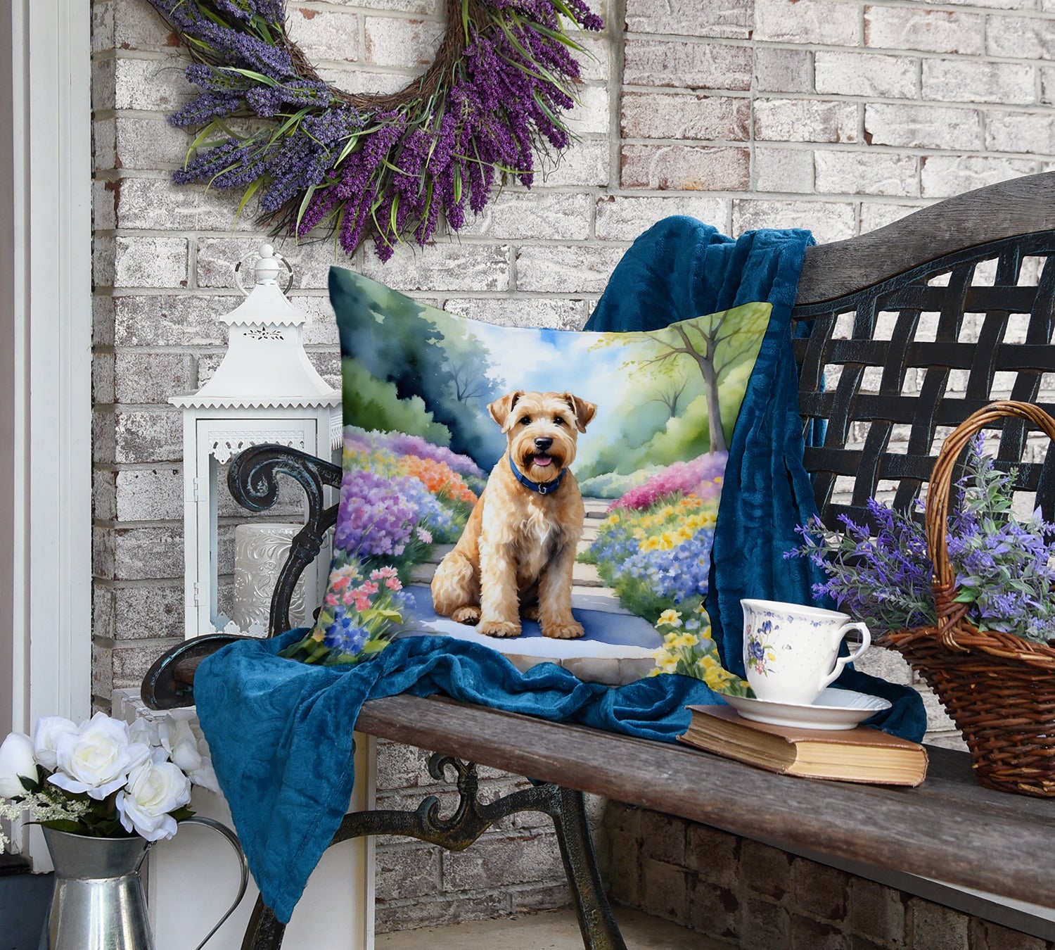 Wheaten Terrier Spring Path Throw Pillow