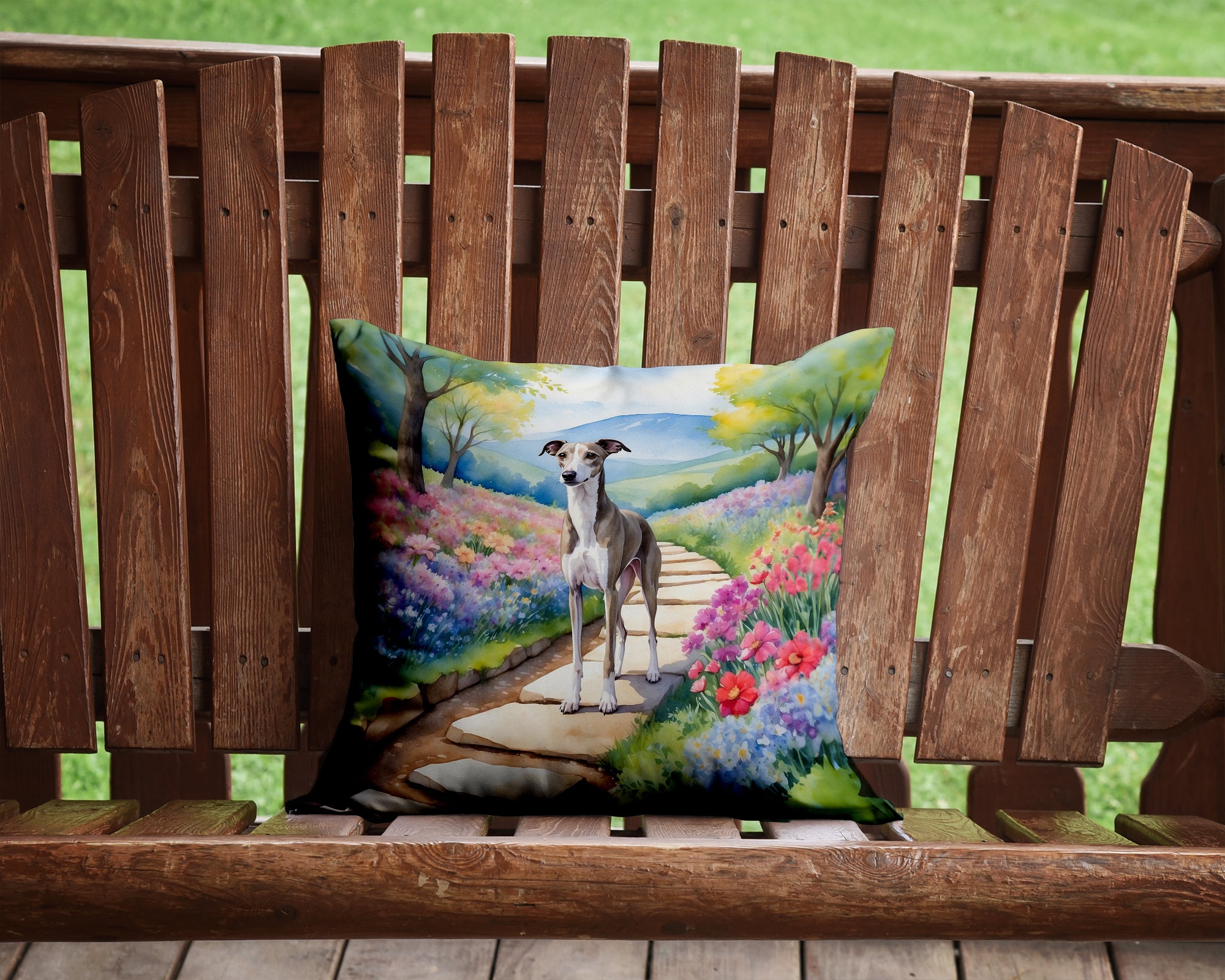 Whippet Spring Path Throw Pillow