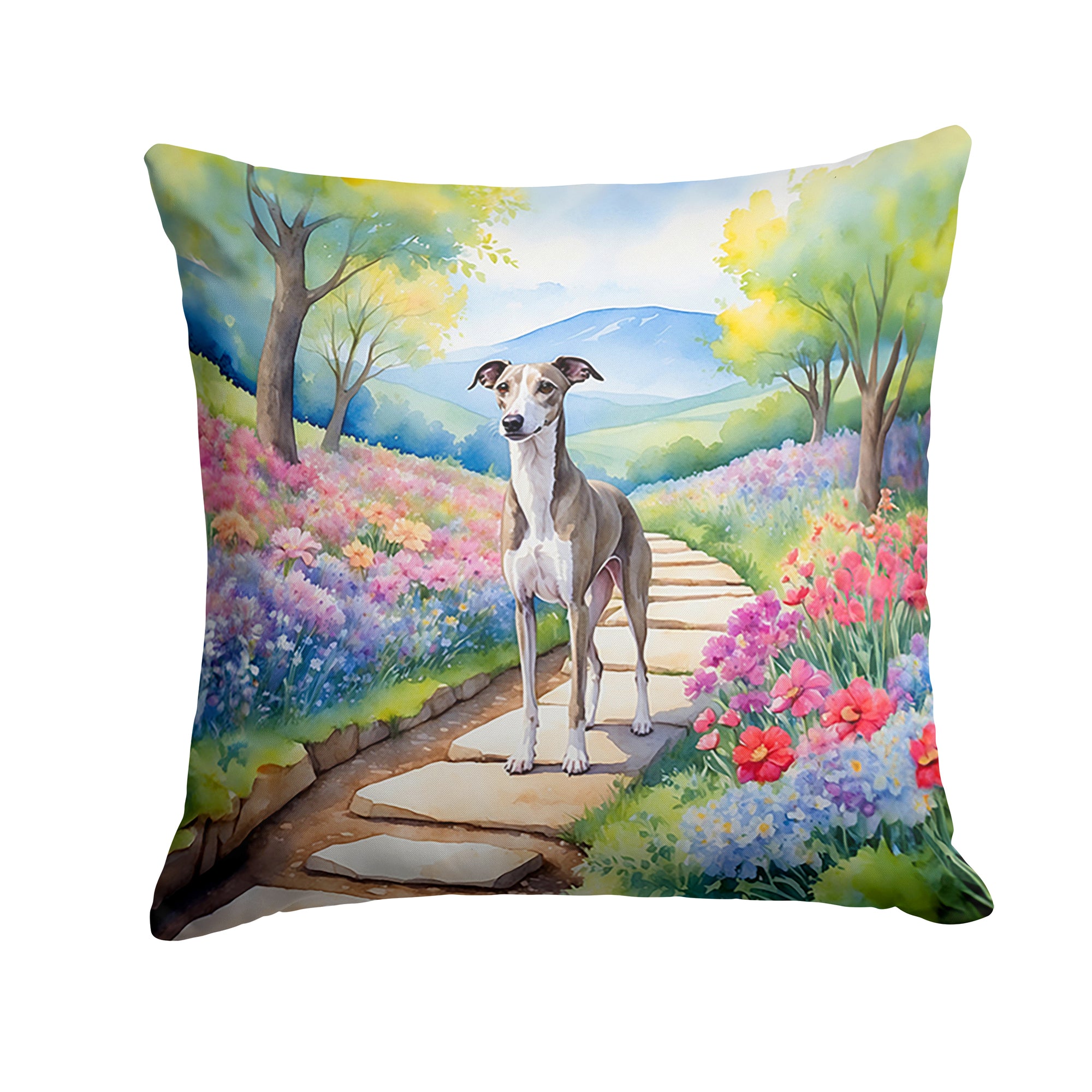 Buy this Whippet Spring Path Throw Pillow